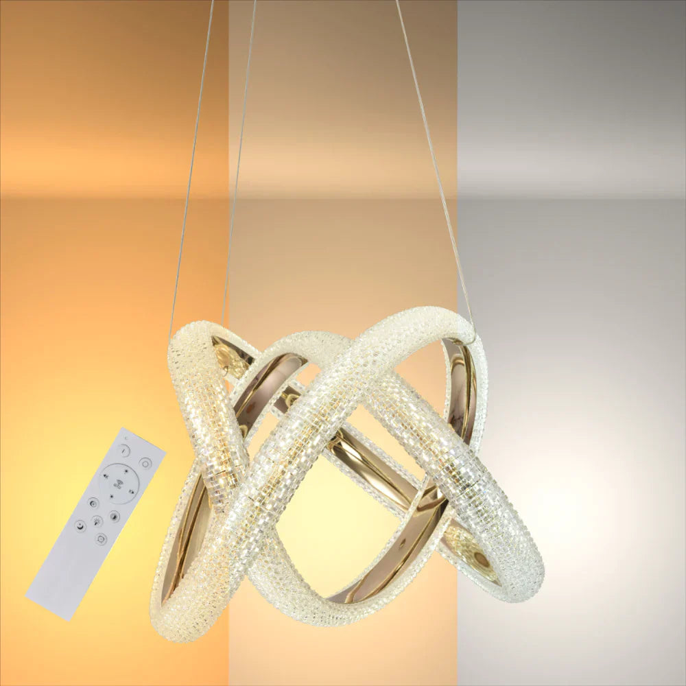 Contemporary spiral LED ceiling light sculpture with glamorous rings by Netline Home Interior, ideal for modern home lighting.