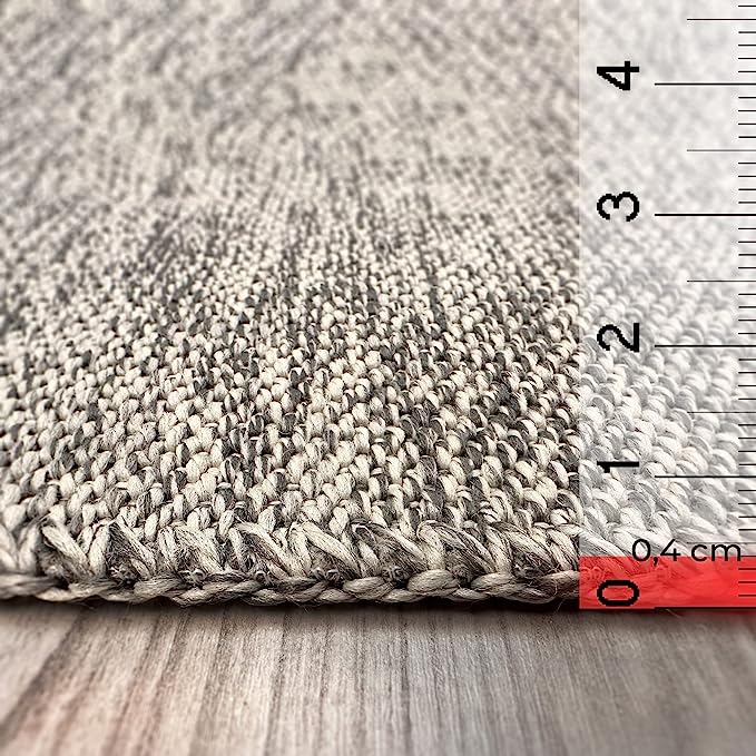 grey jute effect rug indoor outdoor washable non slip flatweave UK