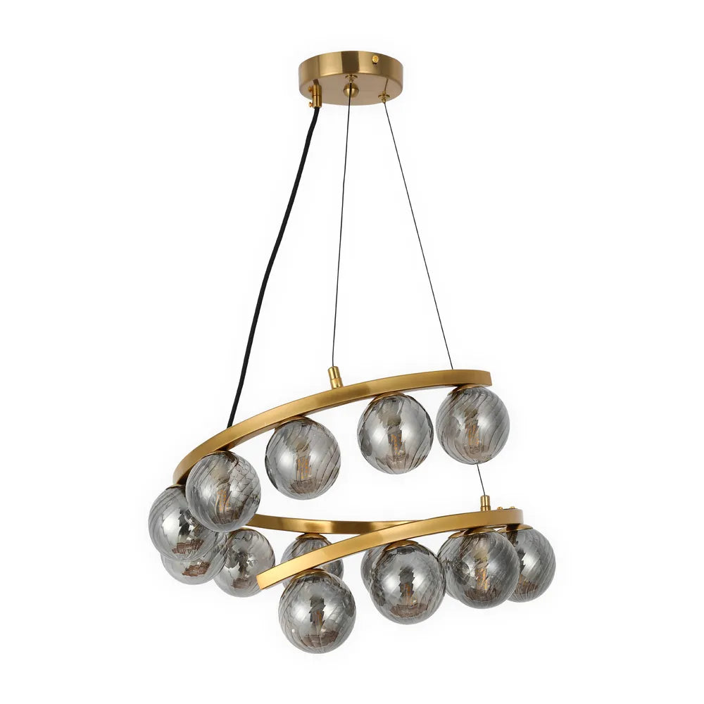 Netline Home Interior Helix Glow Pendant Chandelier hanging with glowing helix design, modern statement pendant light for stylish interiors.