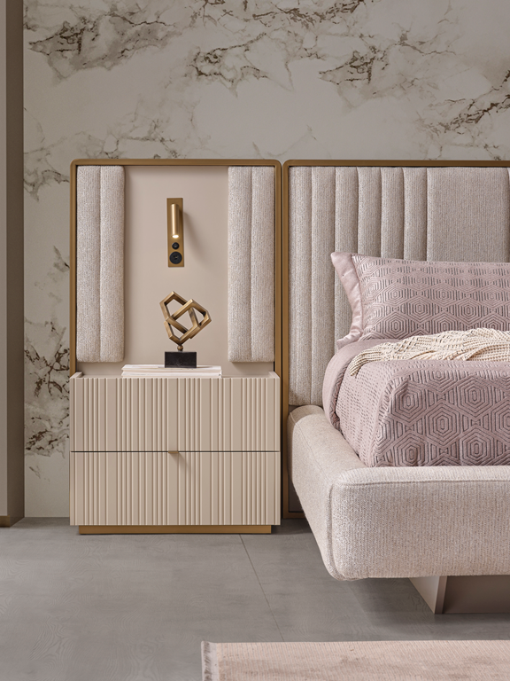 Hermes bedroom set by Netline Home Interior, featuring a stylish bed, matching nightstands, and coordinated bedroom furniture.