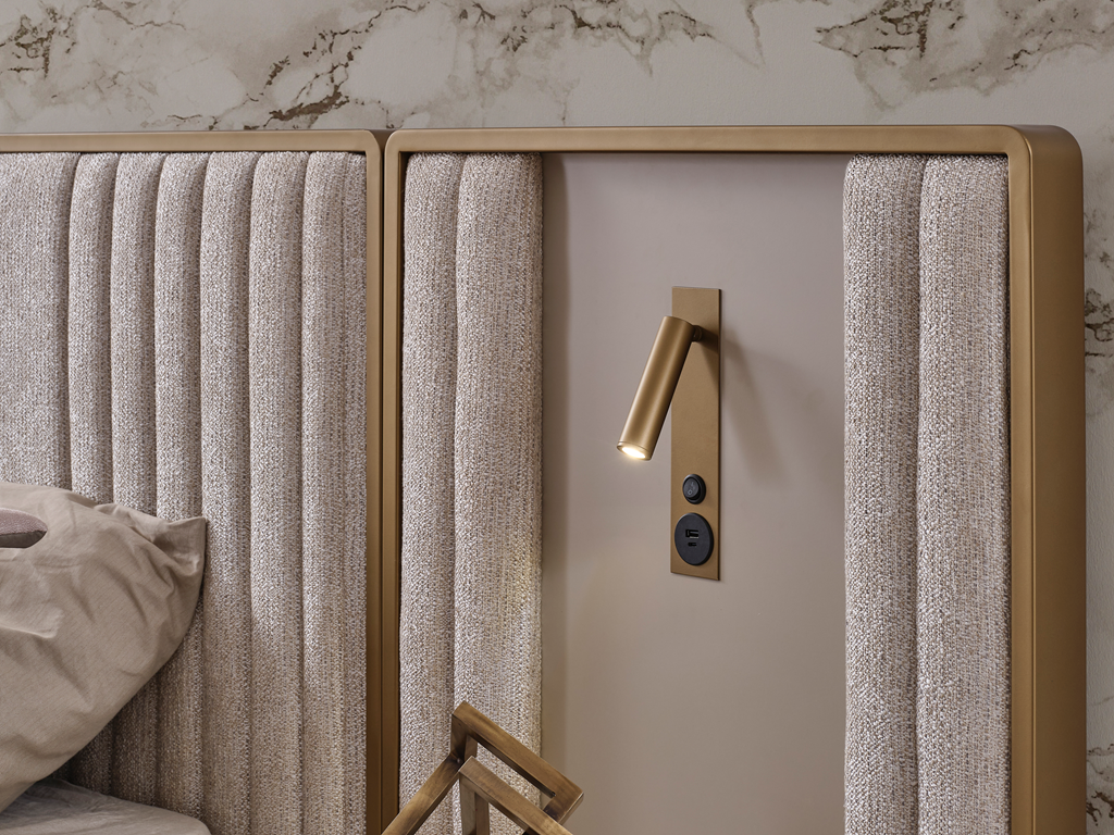 Hermes bedroom set by Netline Home Interior featuring a modern bed frame, matching nightstands, and stylish bedroom furniture.