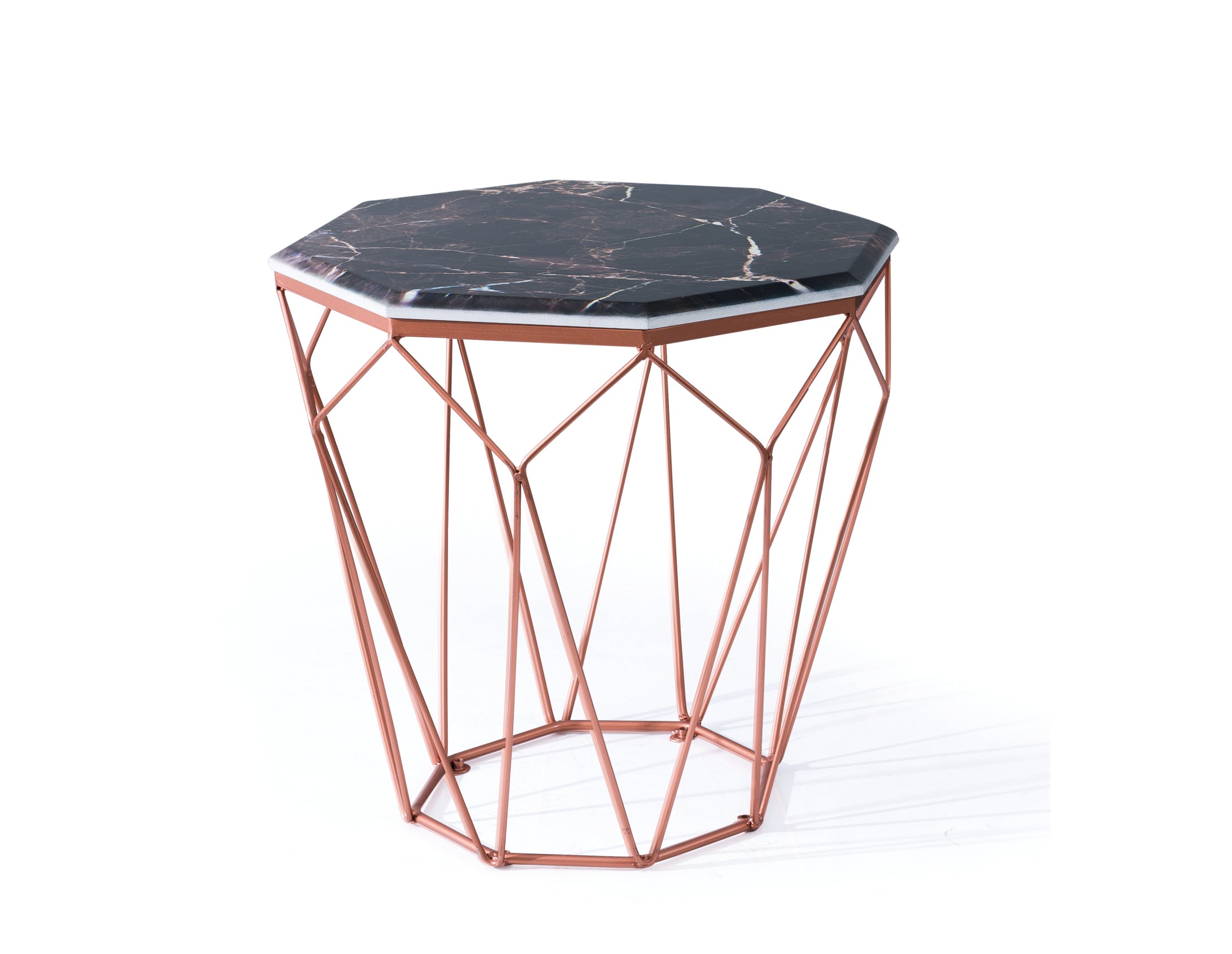 Hexagon copper gold coffee table from Netline Home Interior, stylish living room accent with a modern geometric design.