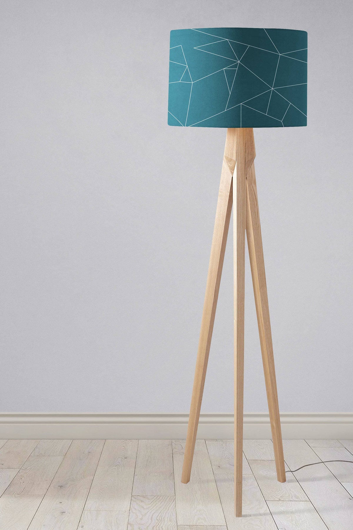 Teal Lampshade with White Lines Geometric Design – Ceiling & Table Compatible