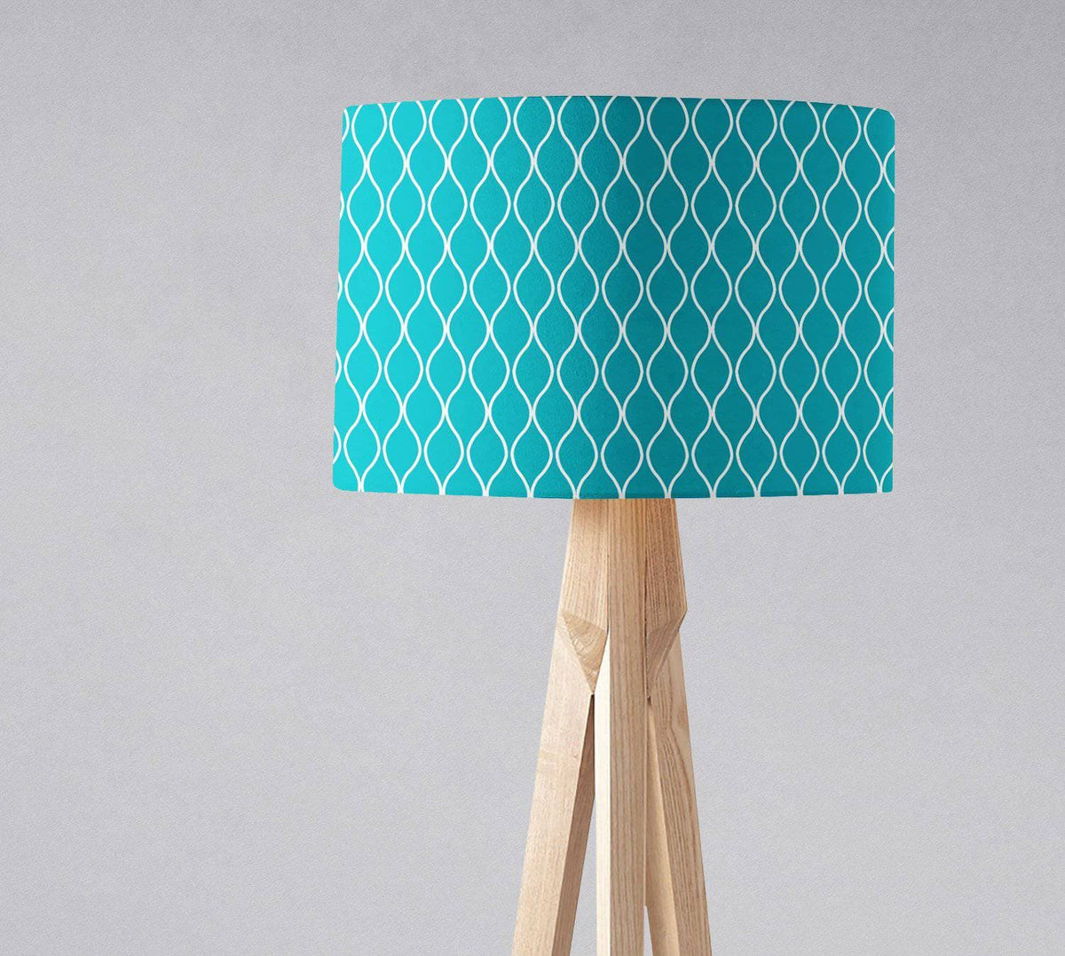 Turquoise Lampshade with a White Geometric Design – Ceiling & Table Compatible