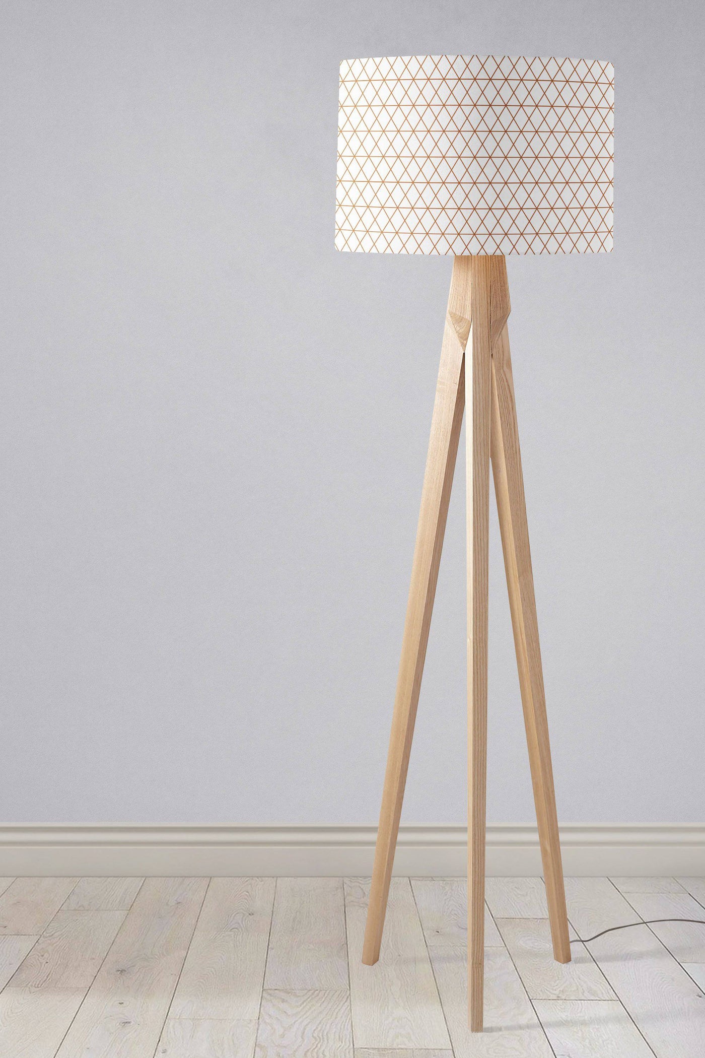 White with Copper Lines Design Lampshade – Ceiling & Table Compatible