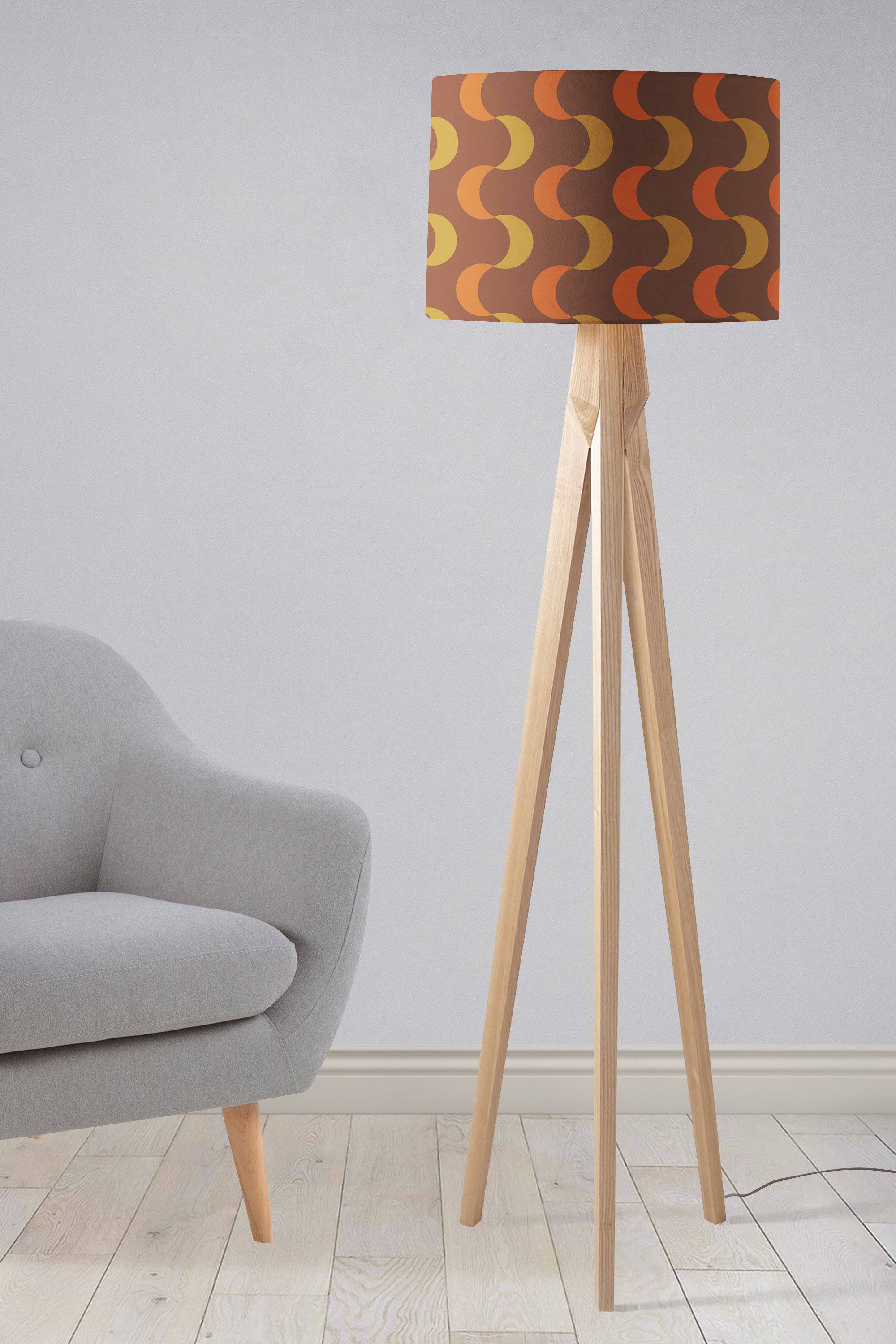 Brown and Orange Retro 1970's Design Lampshade, Ceiling or Table Lamp Shade
