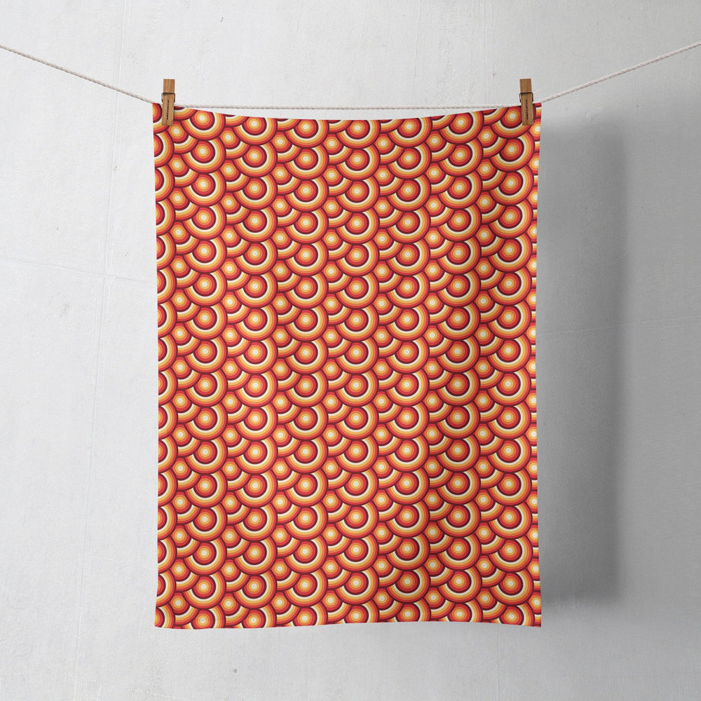 Orange Tea Towels with a 70's Retro Design
