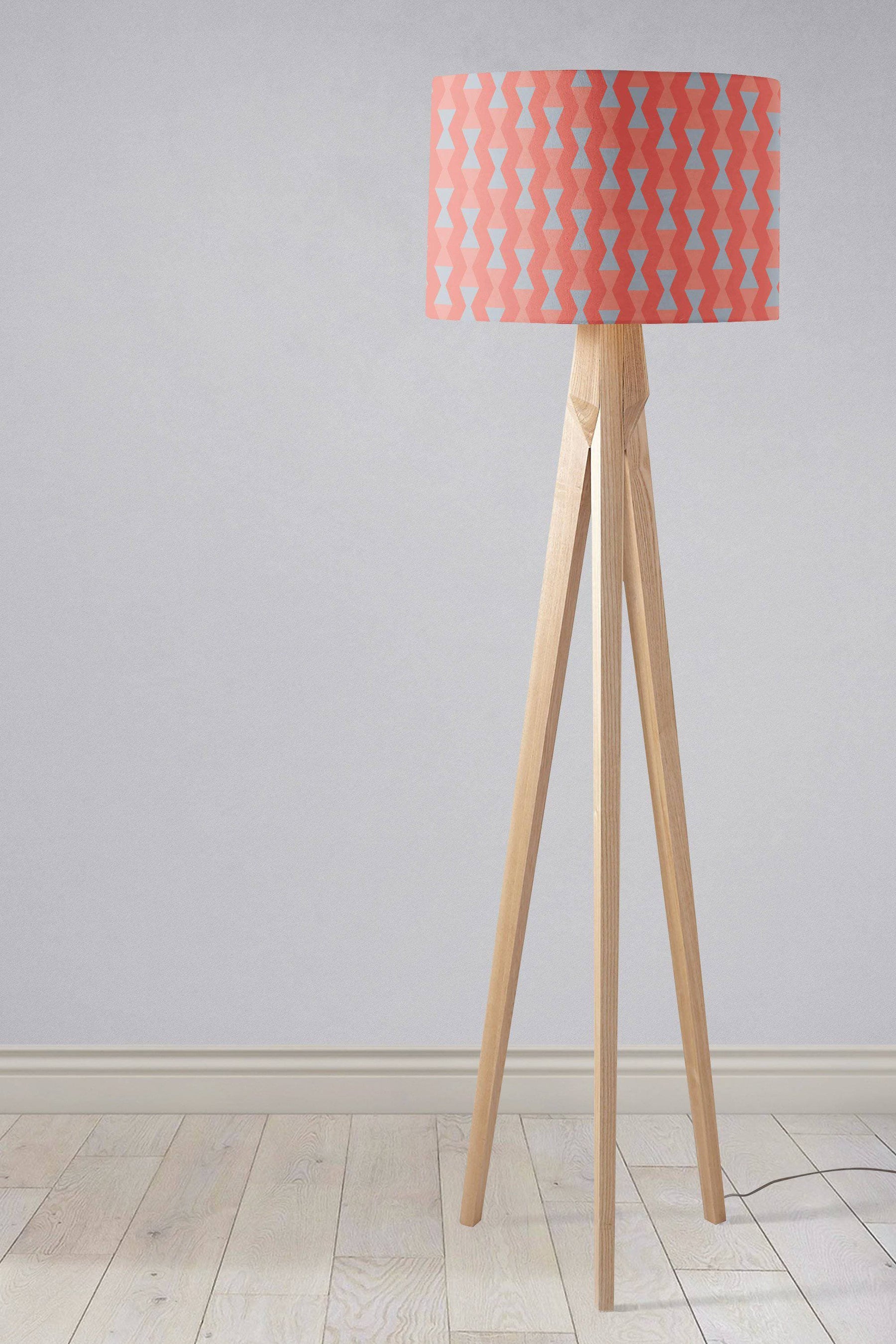 Coral and Grey Mid century Modern Retro Lampshade – Ceiling & Table Compatible