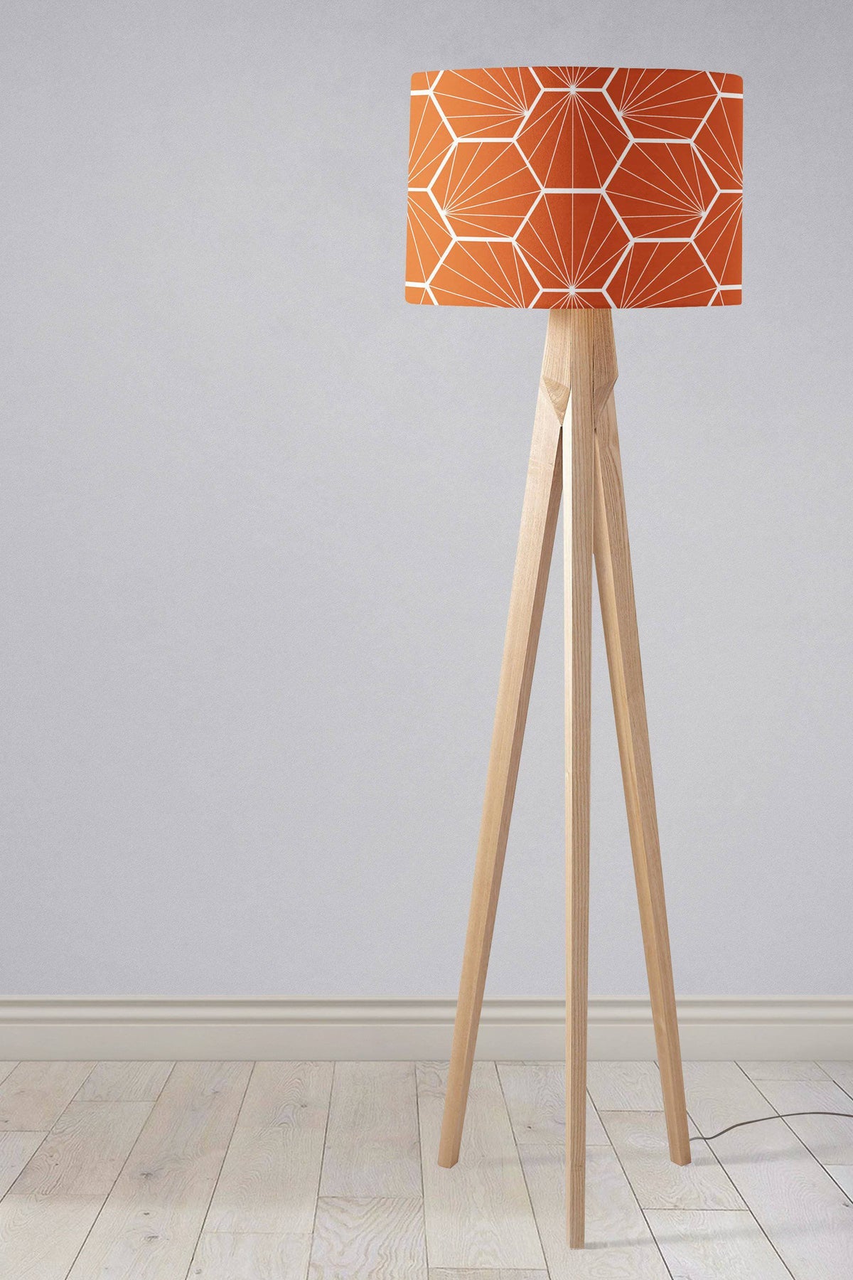 Orange Lampshade with a White Hexagon Design – Ceiling & Table Compatible