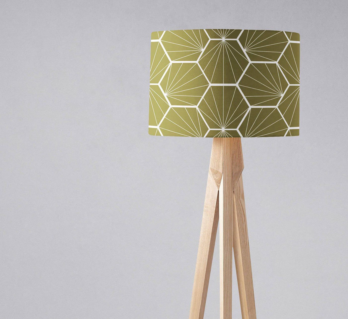 Olive Green Hexagon Design Geometric Lampshade – Ceiling & Table Compatible