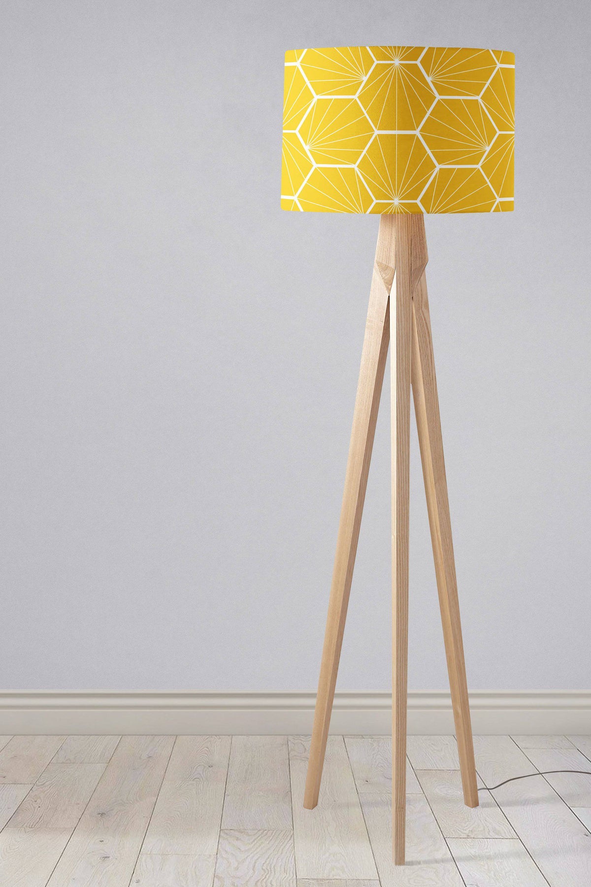 Yellow Lampshade with a White Hexagon Design – Ceiling & Table Compatible