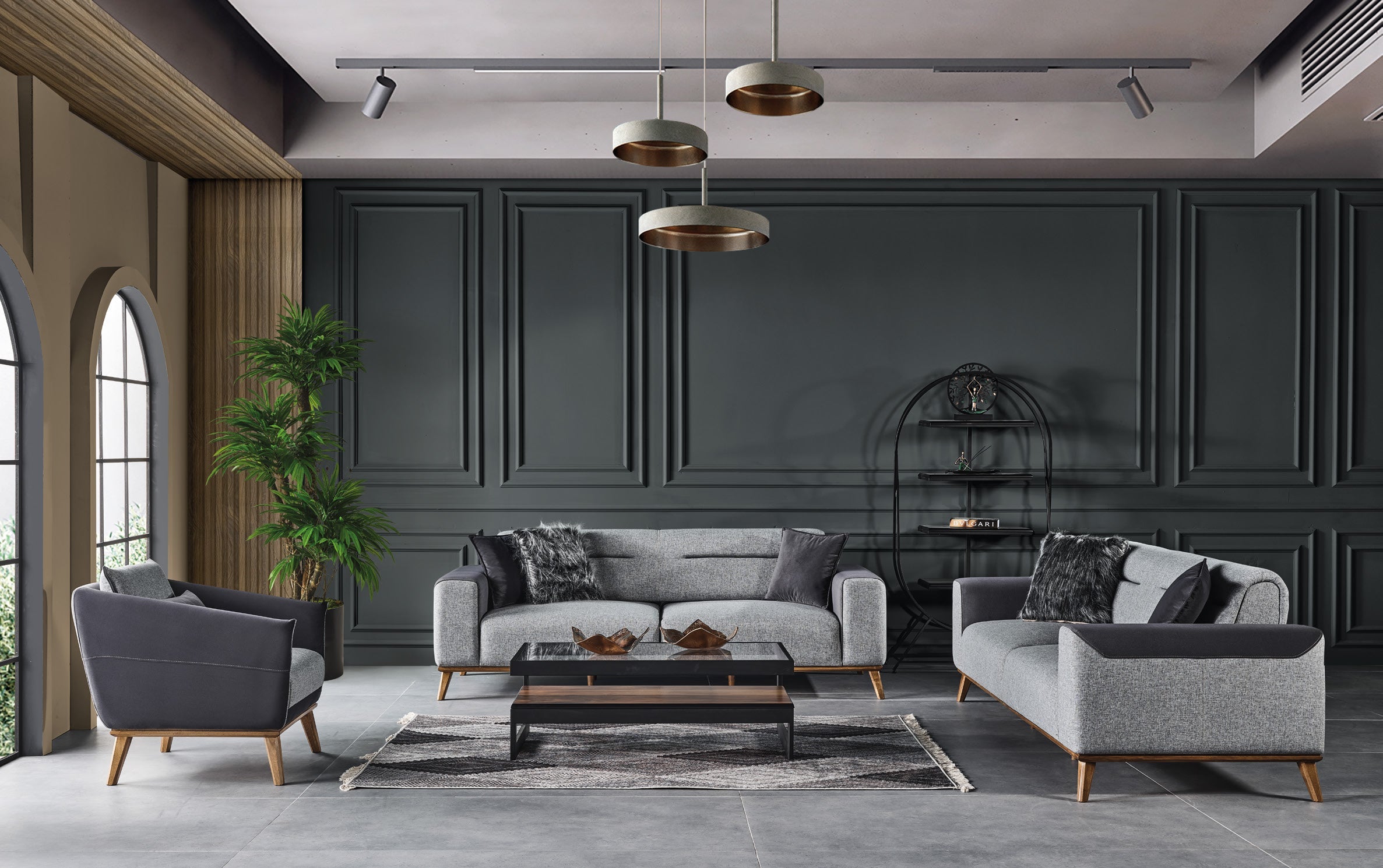 Modern Lizbon sofa set by Netline Home Interior with plush cushions and sleek design for stylish living room comfort.