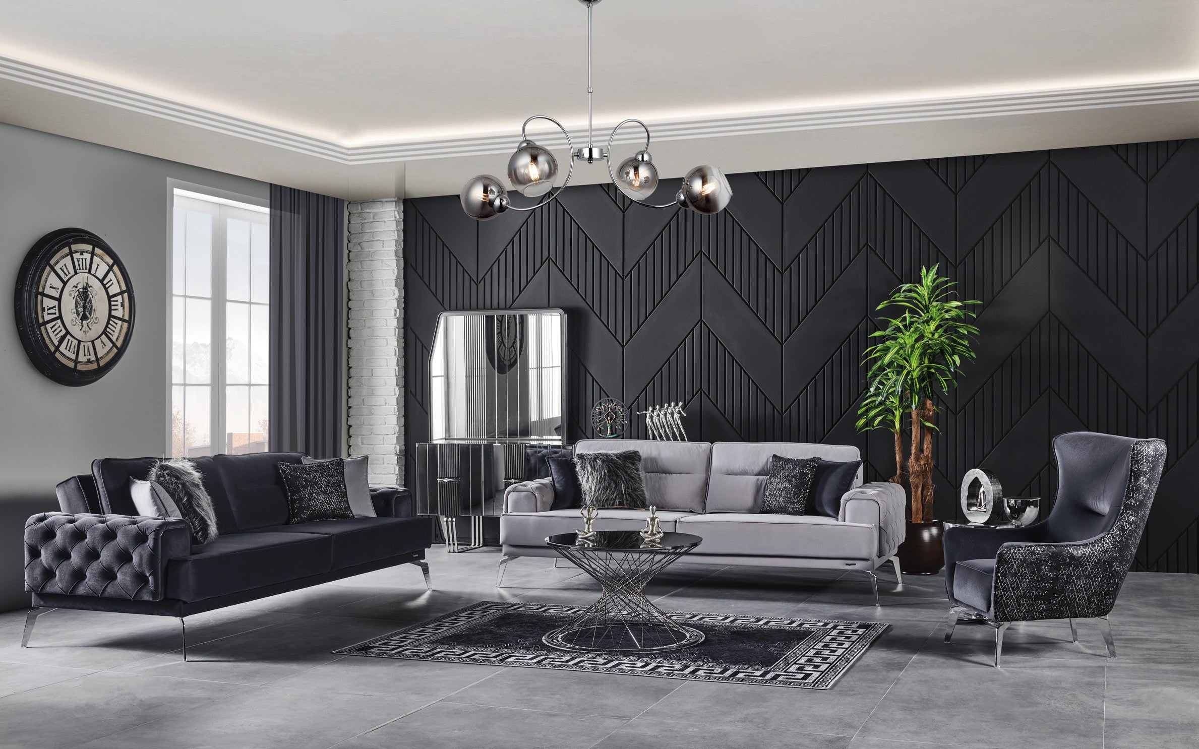 Modern Tetra sofa set by Netline Home Interior with plush cushions and sleek design for stylish living room comfort.