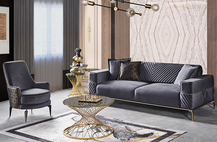 Modern Kenzo sofa set by Netline Home Interior with plush cushions and sleek design in a stylish living room setting.