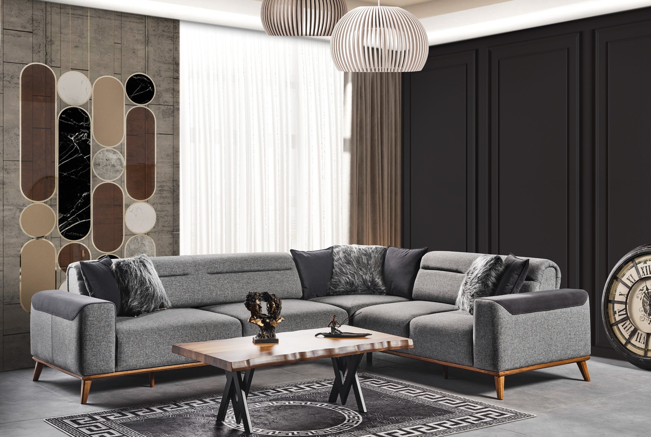 Modern Lizbon Corner Set Sofa by Netline Home Interior featuring plush cushions and sleek design for stylish living room decor.