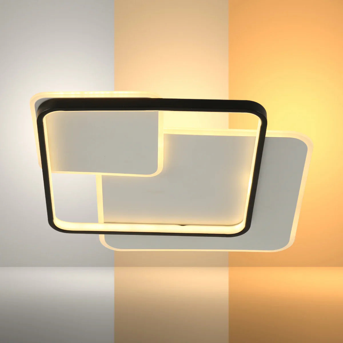 Modern intersecting squares LED flush ceiling light by Netline Home Interior, featuring sleek geometric design for contemporary home lighting.