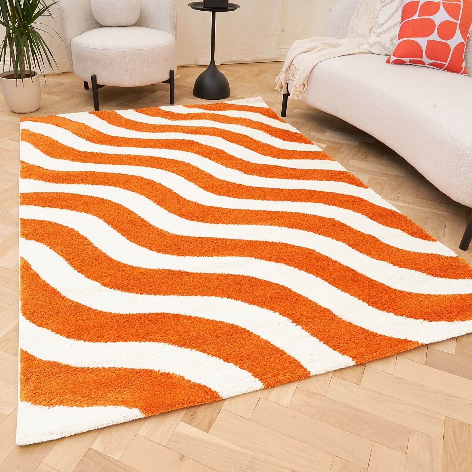 Joli Wave Orange & White Rug