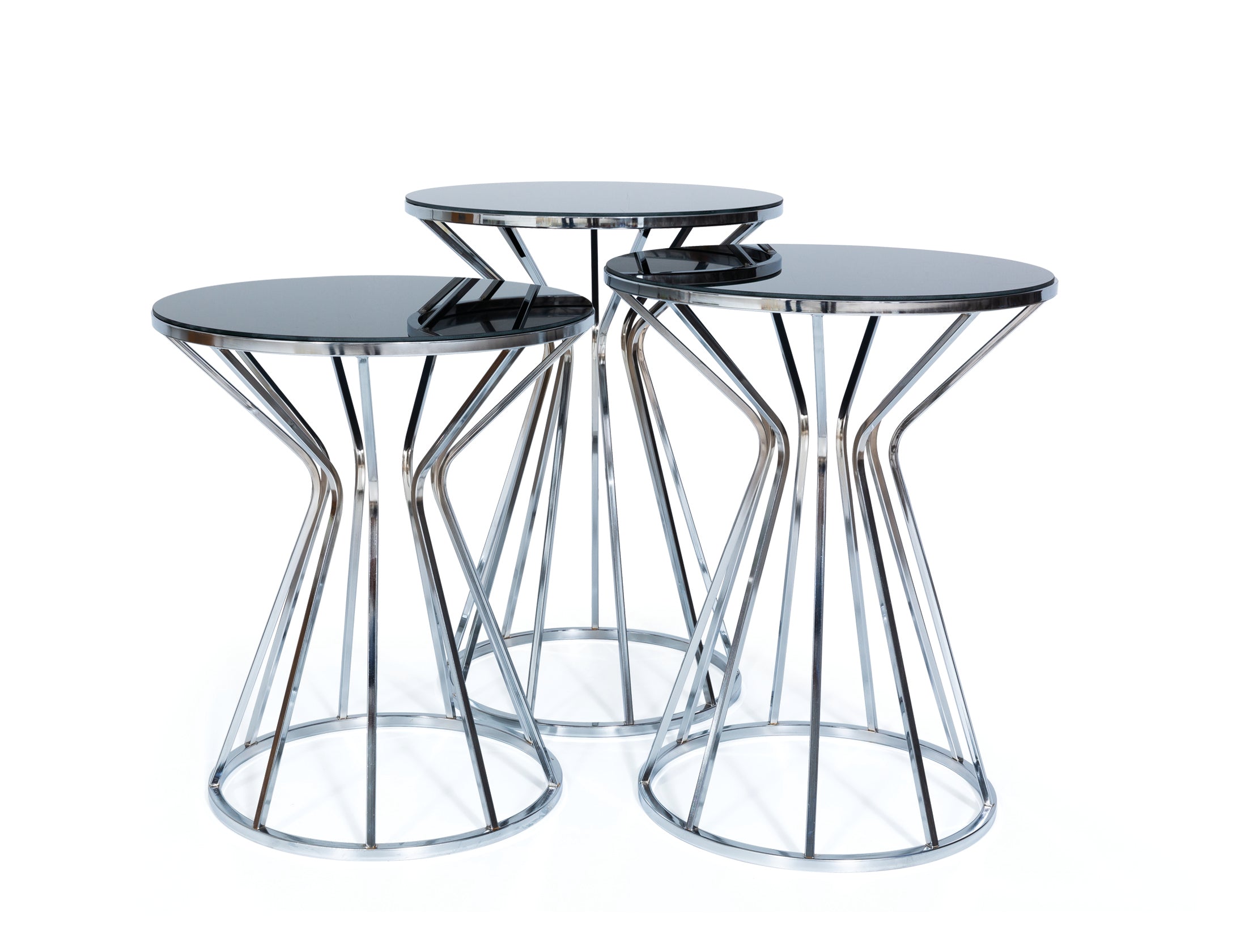 Silver Kenzo Nesting Side Coffee Table by Netline Home Interior, featuring modern design and sleek nesting style for living room decor.
