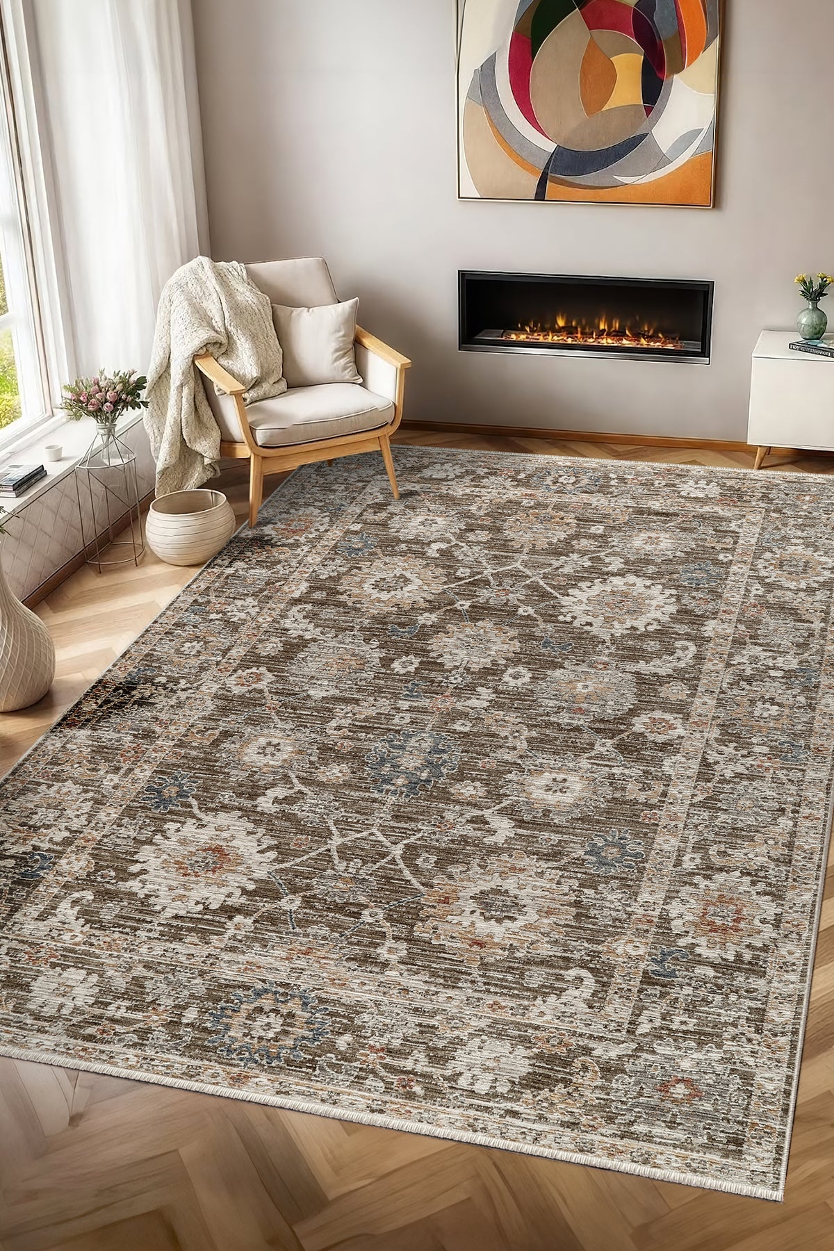 Lavinia Area Rug – Lavinia La009 Cok Renkli Hav Toz Vermez Hali Makine Halisi – Netline Home washable area rug