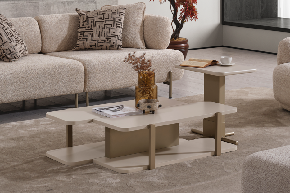 Modern Lizbon Coffee and Side Table sofa set by Netline Home Interior, featuring sleek design and plush seating for living rooms.