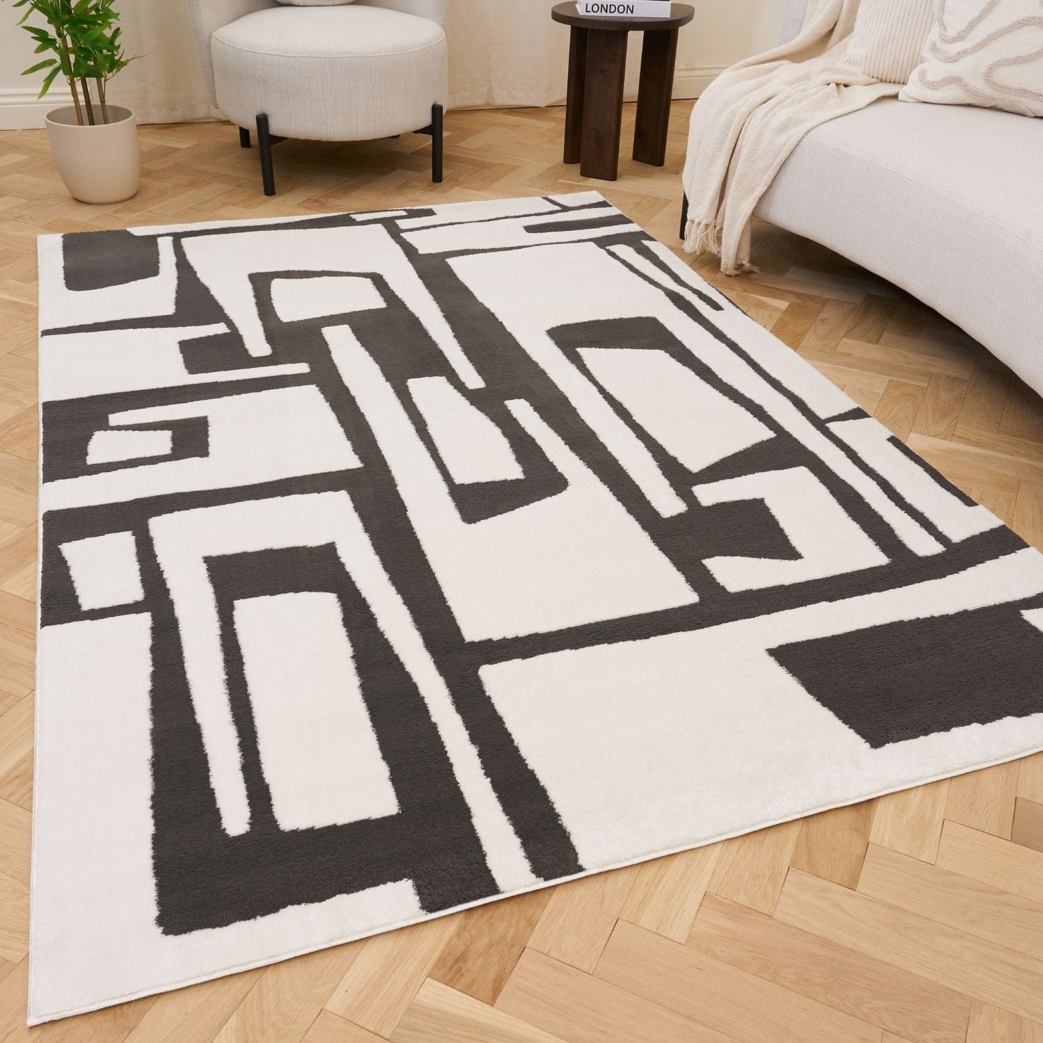 Loft Abstract Dark Grey Rug