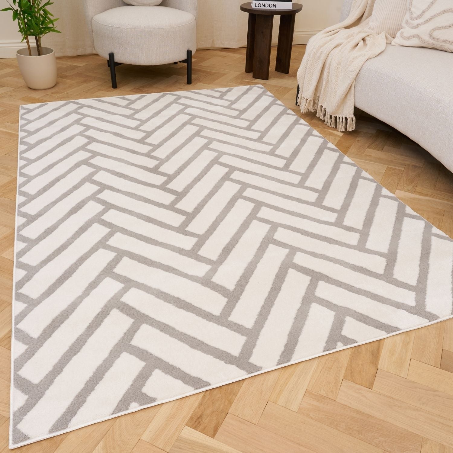 Loft Chevron Grey Rug