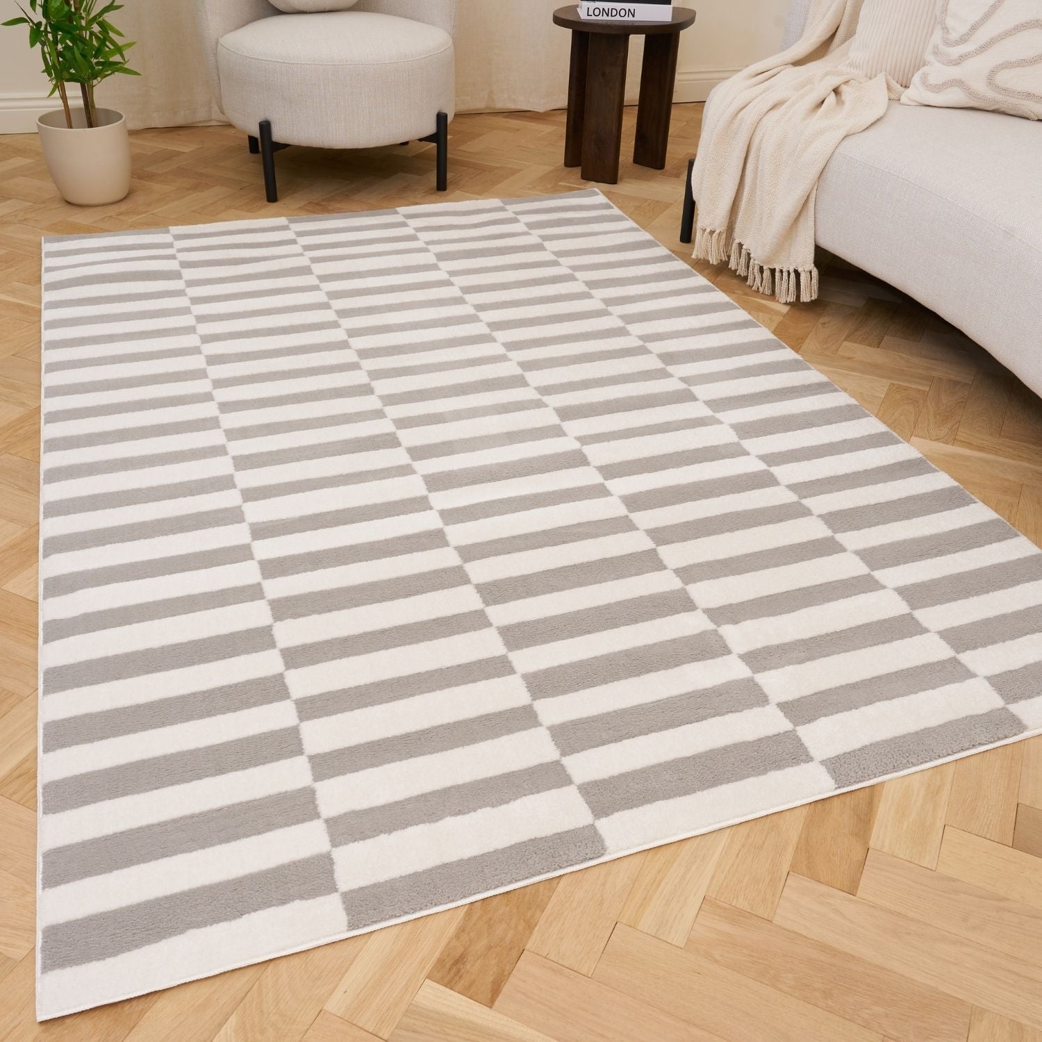 Loft Striped Grey Rug