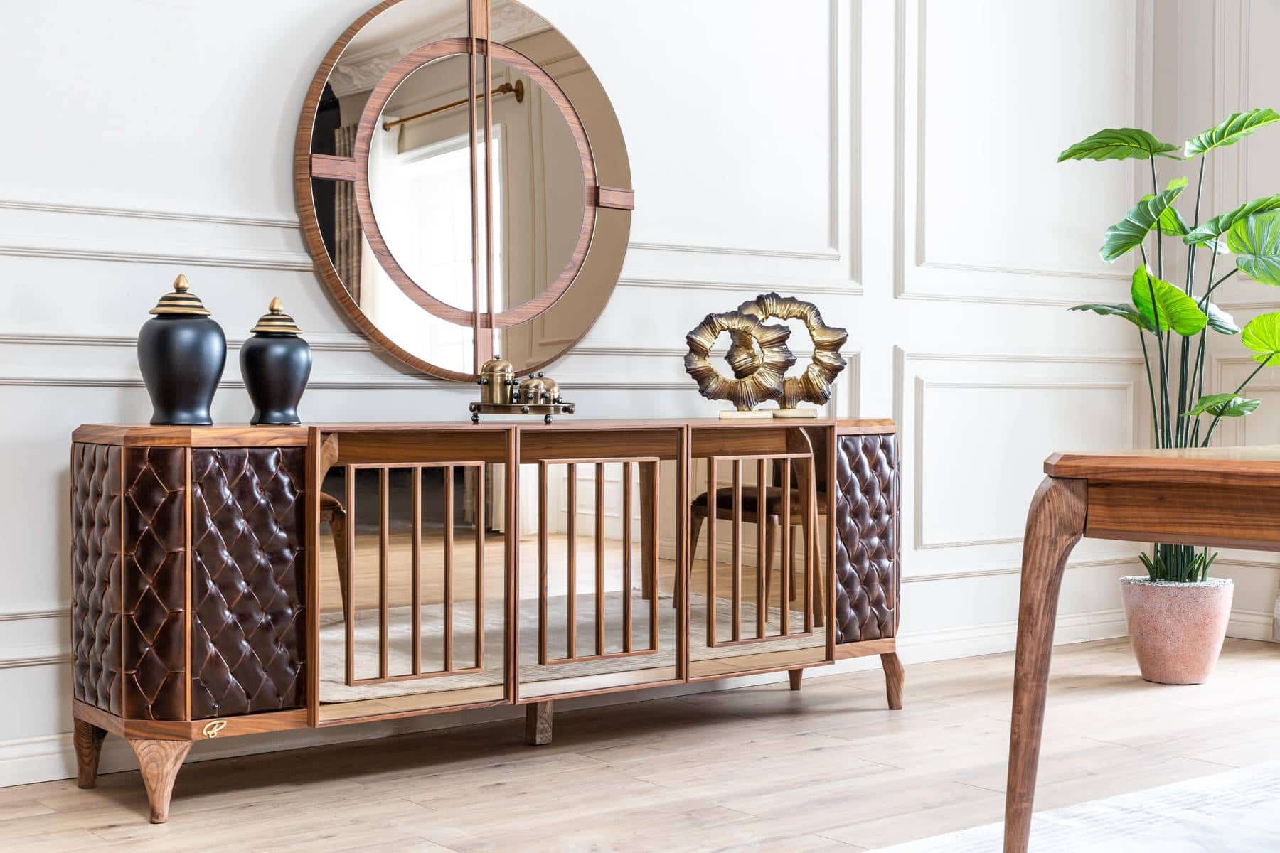 Modern Lotus Dining Room Set by Netline Home Interior with a sleek table and matching chairs for stylish entertaining.