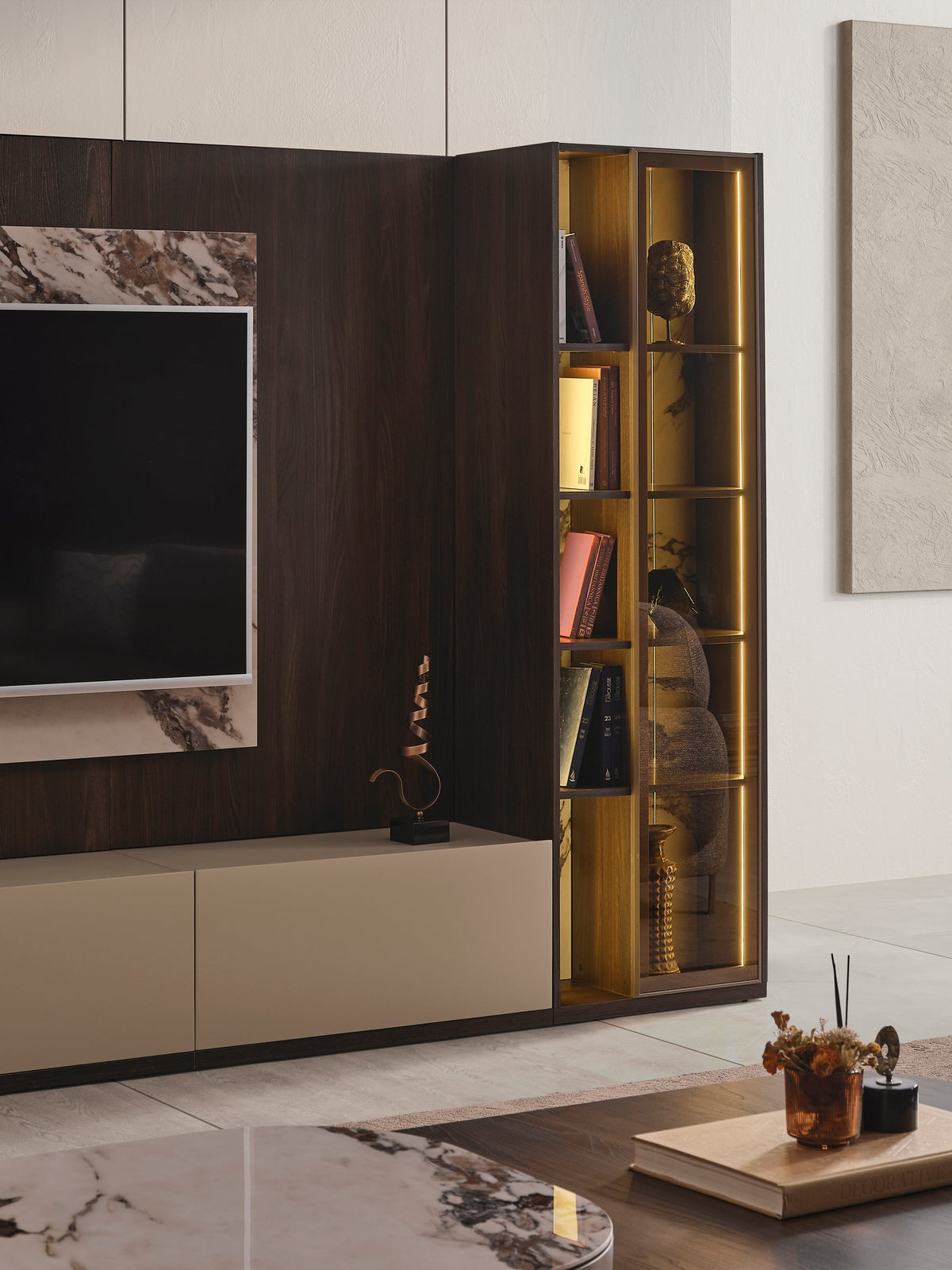 Lotus Wall TV Unit (O) by Netline Interiors