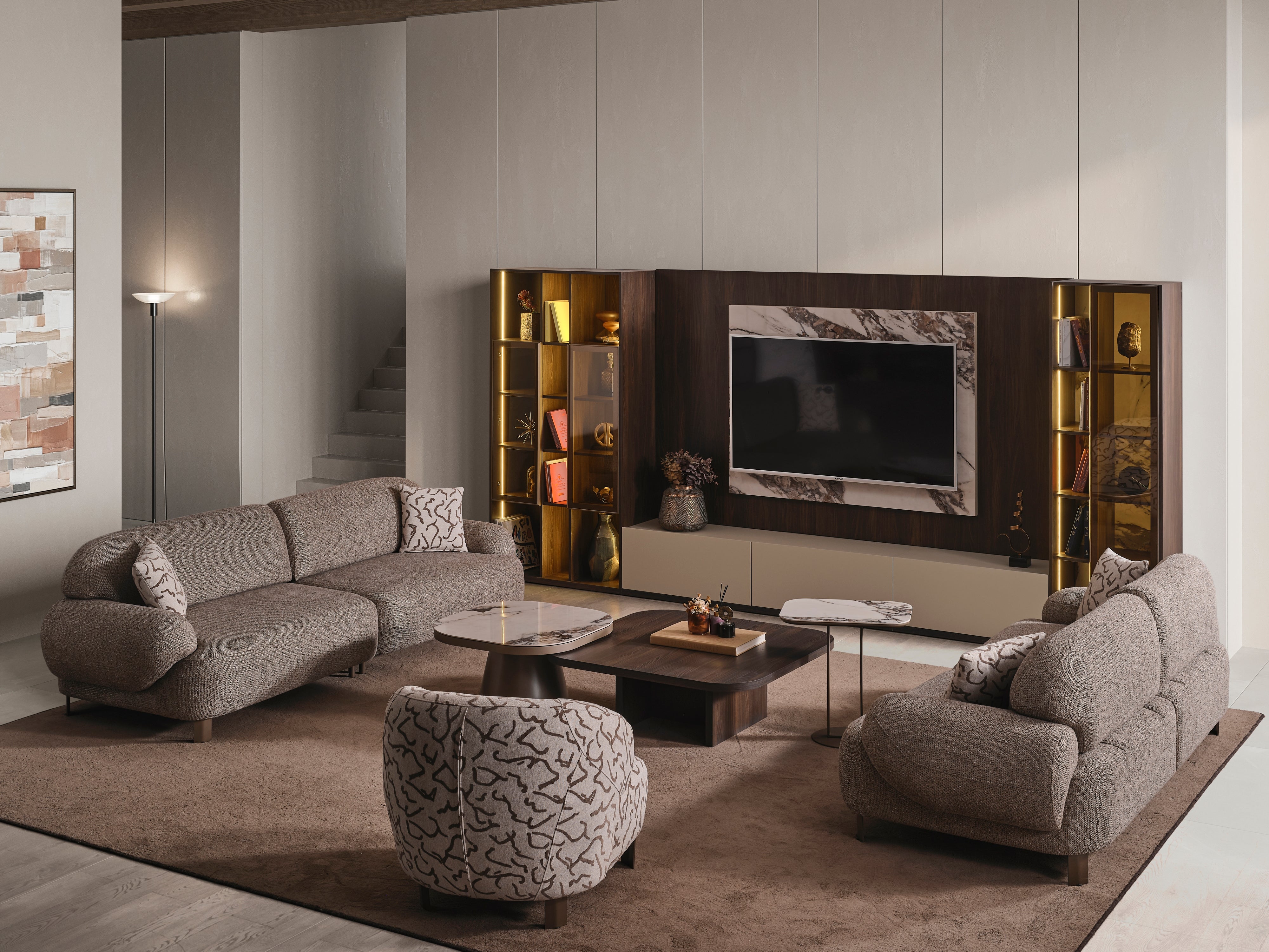 Lotus Wall TV Unit (O) by Netline Interiors