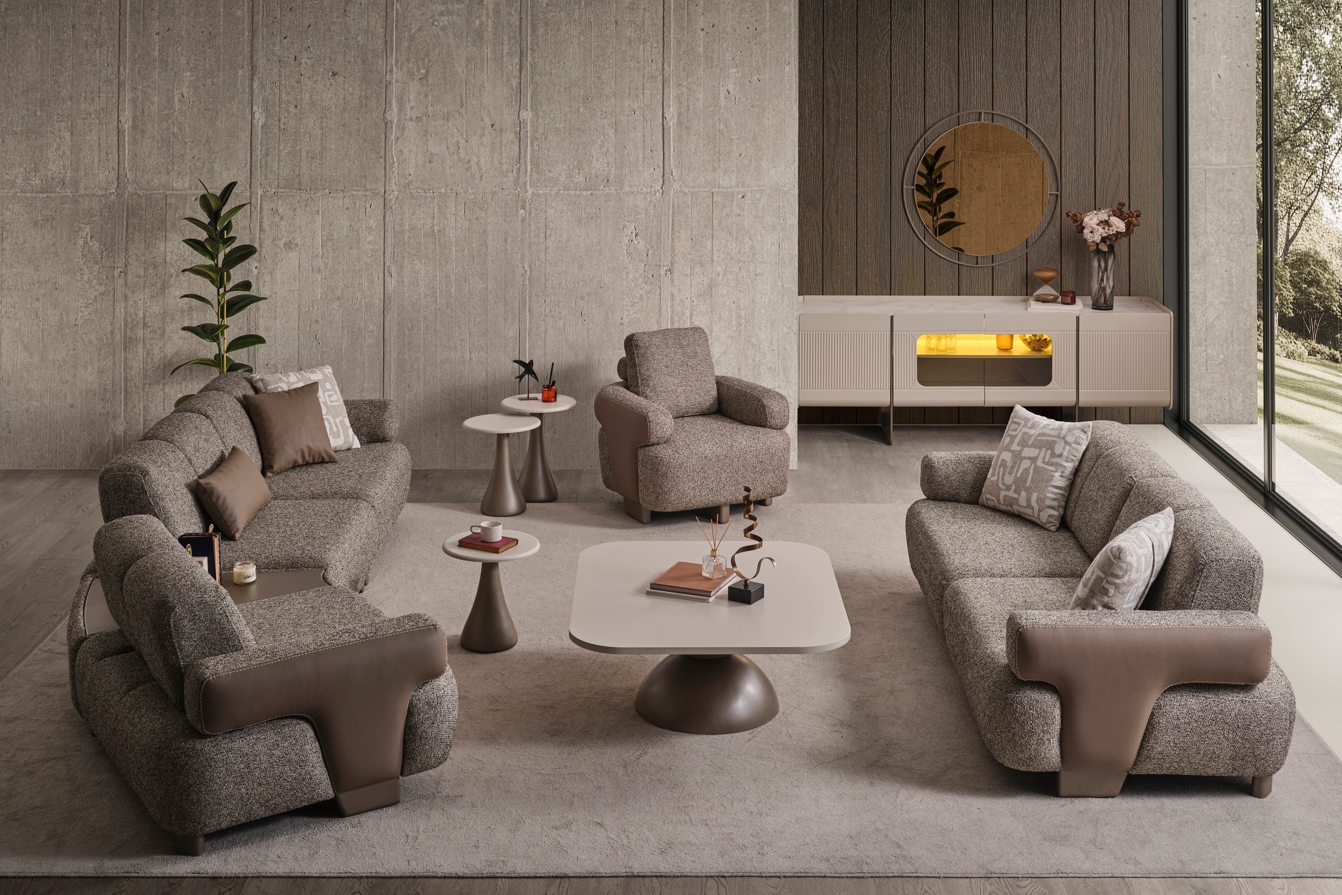 Modern Luna Sofa Set by Netline Home Interior in a stylish living room, featuring plush cushions and sleek design.