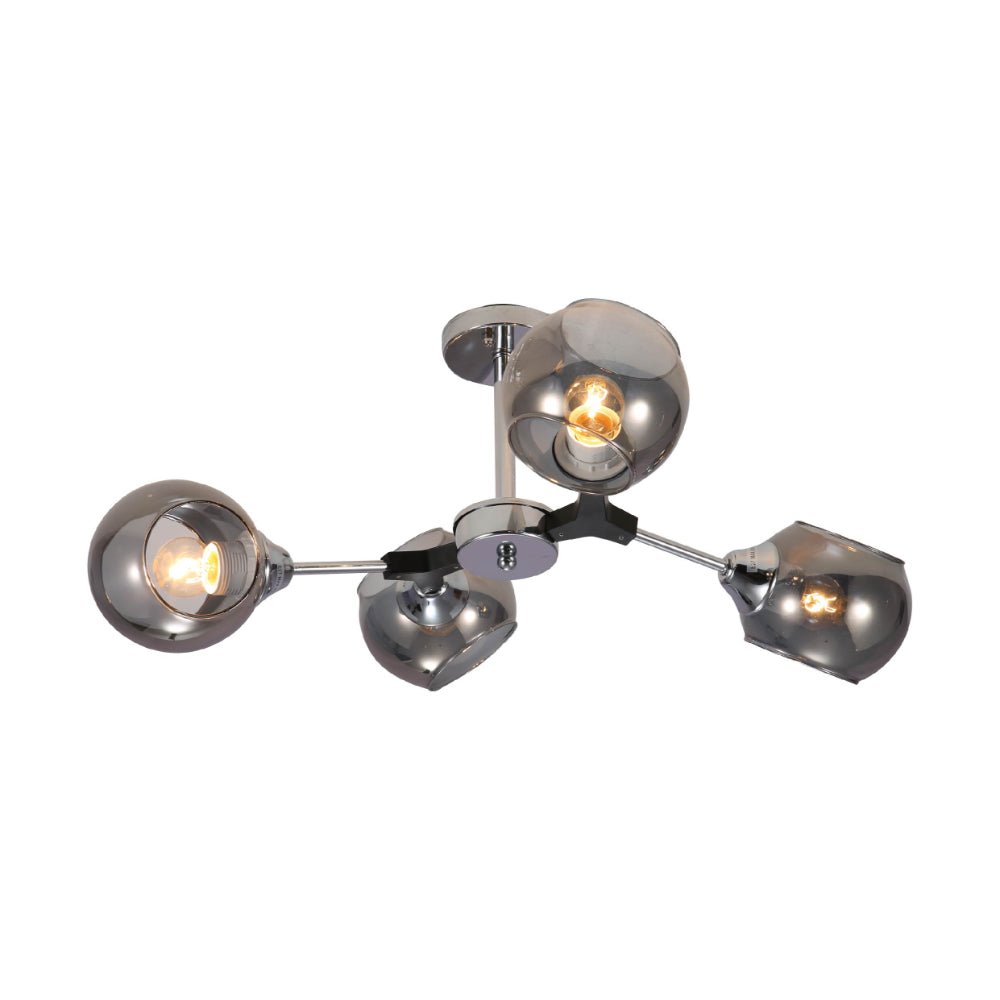 Modern Sputnik ceiling light by Netline Home Interior with smoky glass, chrome metal body, and E27 fittings for stylish illumination.