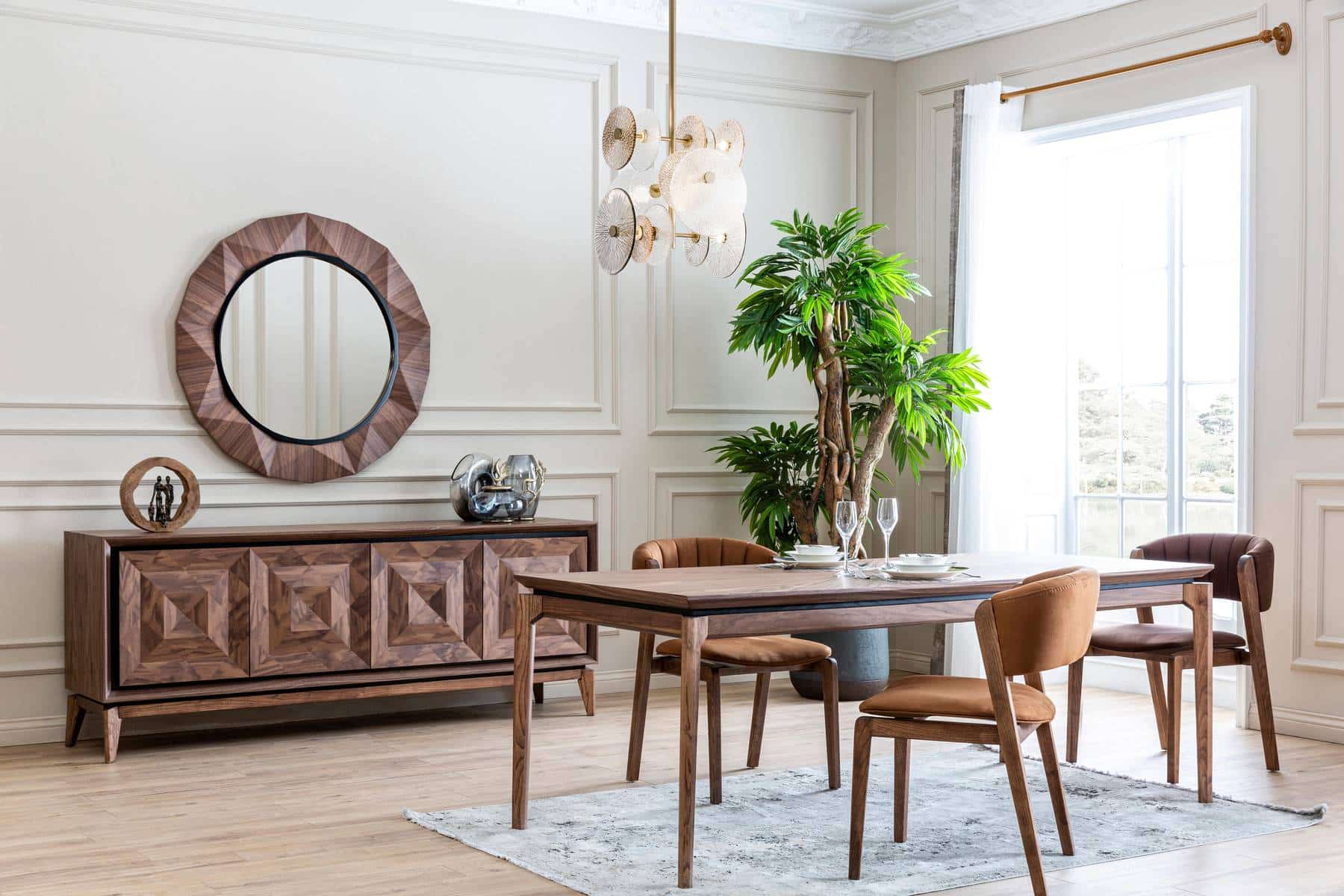 Modern Maserati dining room set by Netline Home Interior featuring a sleek table and stylish chairs for contemporary entertaining.