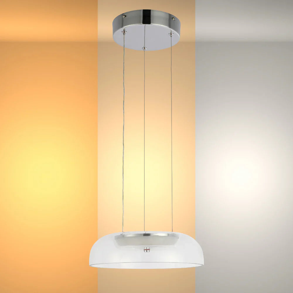 Modern minimalist Clifton glass pendant light by Netline Home Interior featuring chrome finish and CCT adjustable lighting.