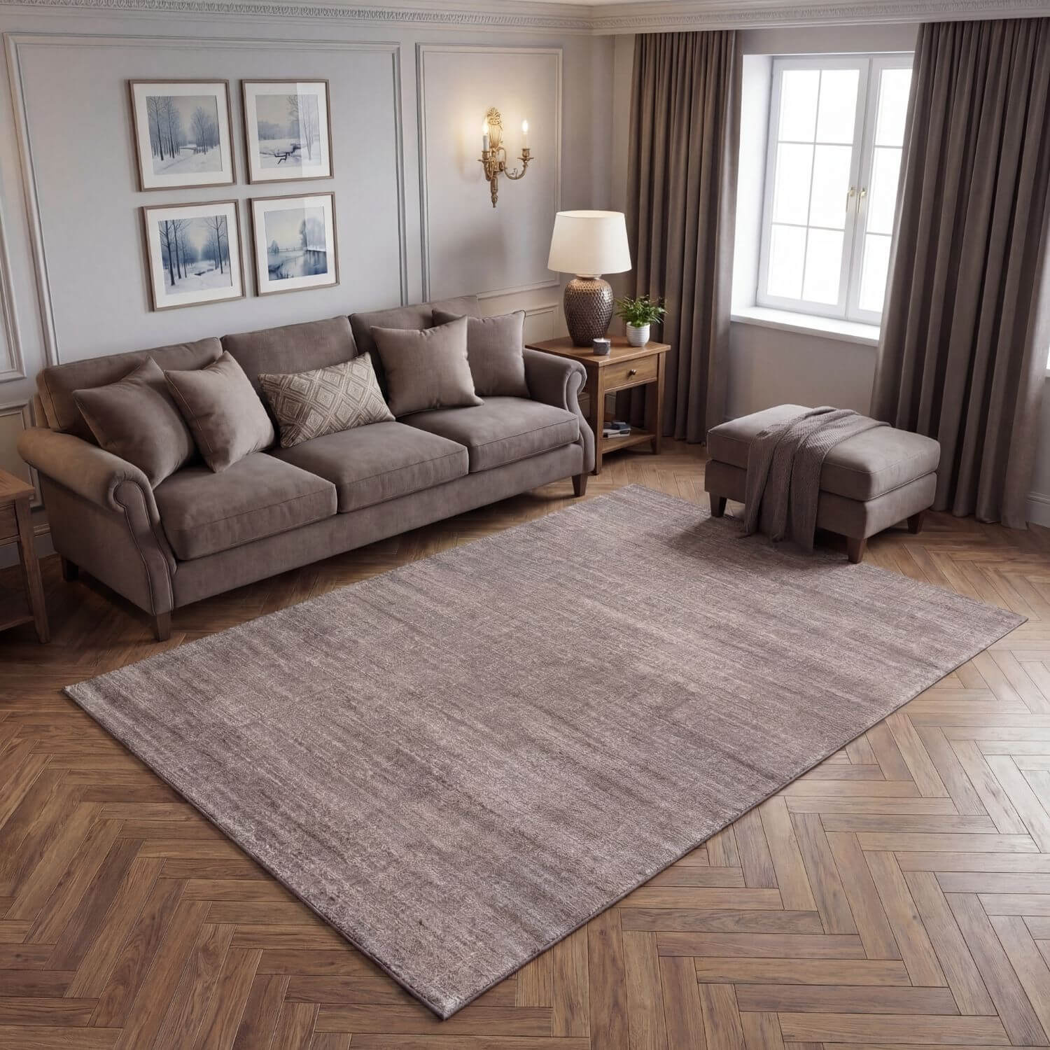 Montana Beige Rug by The Rugs, 3800B, showcasing a soft beige woven rug with textured pattern and plush surface.