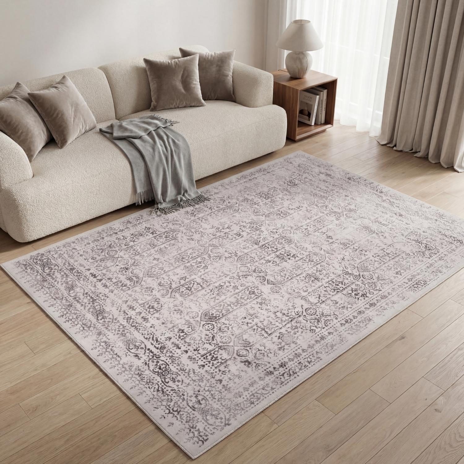Montana Cream Rug by The Rugs featuring a soft cream and grey color pattern, plush texture, and modern design for living spaces.