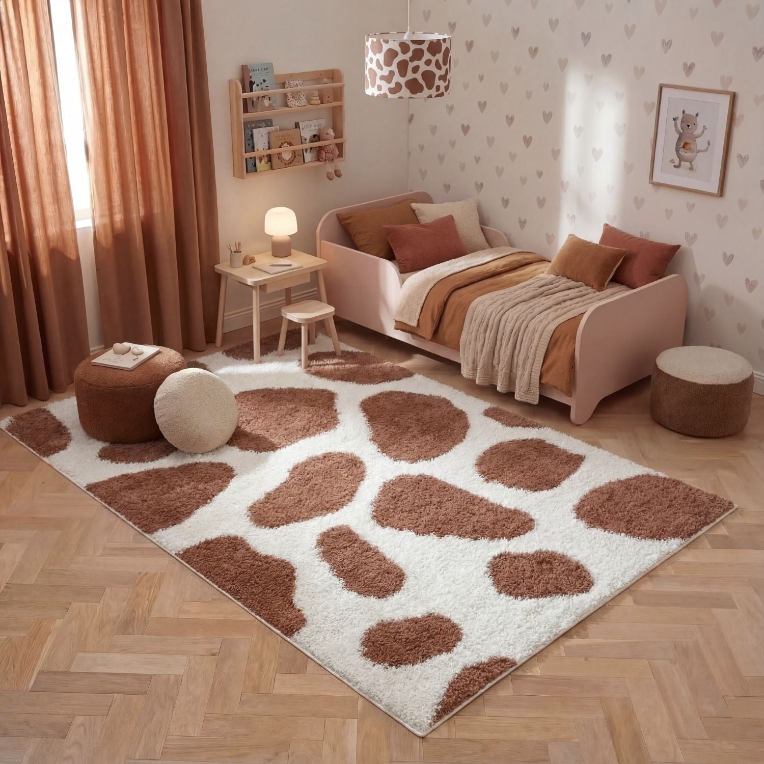 Moodi Shaggy Terra Froth Runner Rug by The Rugs, brown and plush shaggy texture, soft and cozy floor decor.