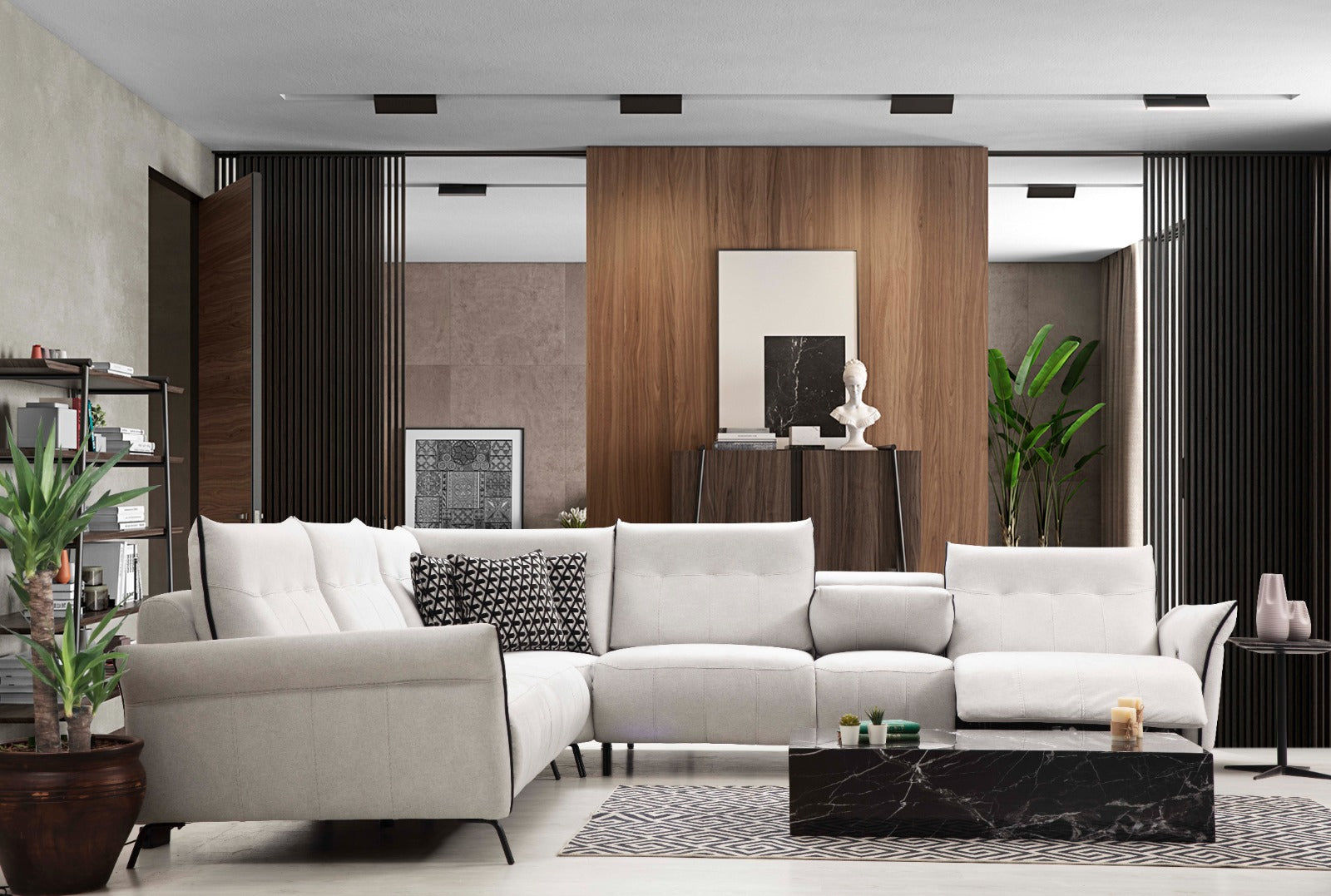 Netline Home Interior Mozart Corner Recliner Sofa with plush cushions and modern design for relaxed everyday comfort.