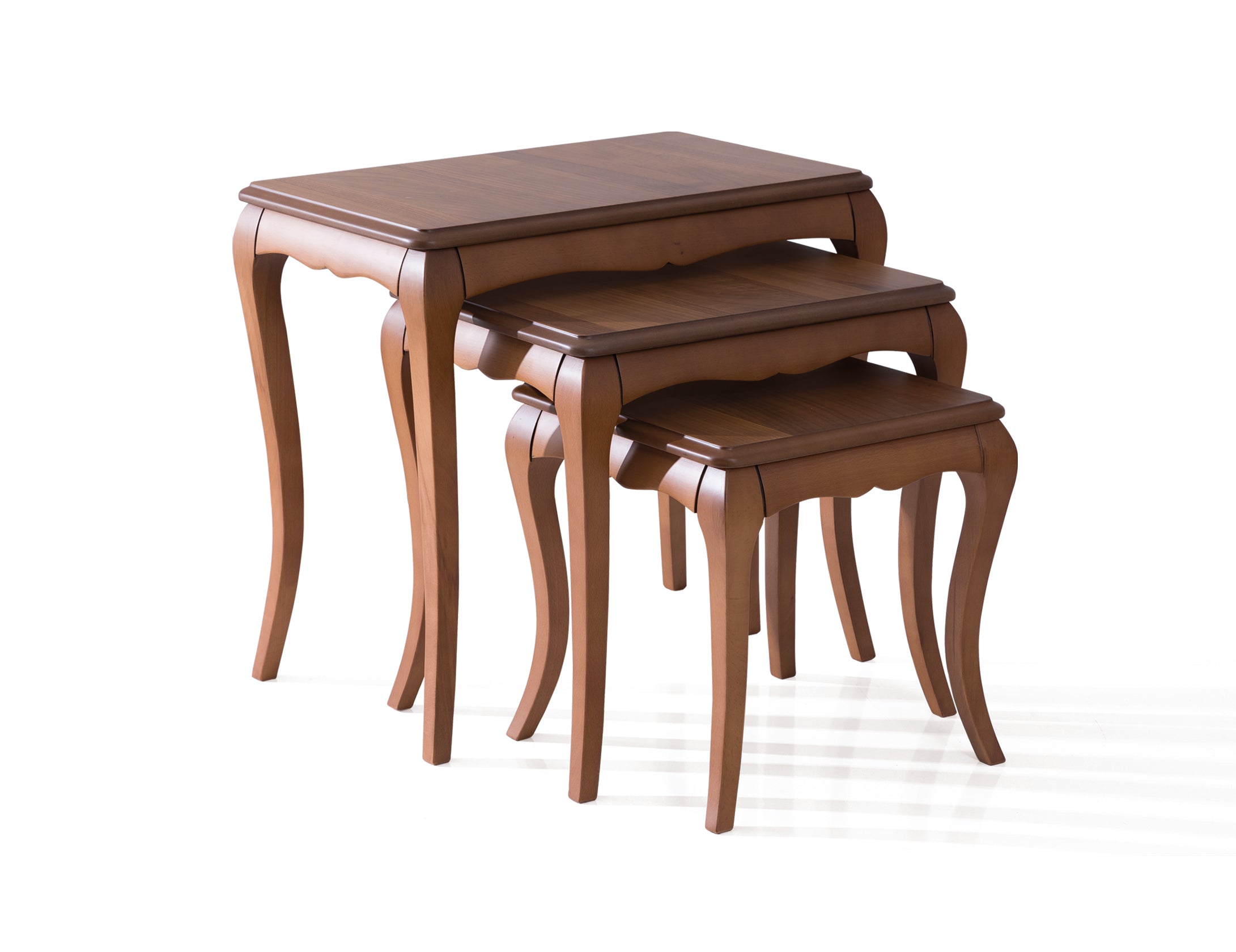 Set of two walnut octopus-shaped nesting coffee tables by Netline Home Interior, stylish living room accent tables.