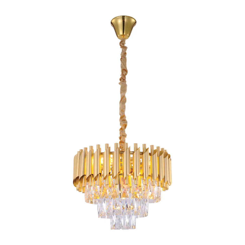 Orbit Glow Design tiered crystal modern chandelier ceiling light by Netline Home Interior, showcasing sparkling crystal tiers and sleek design.