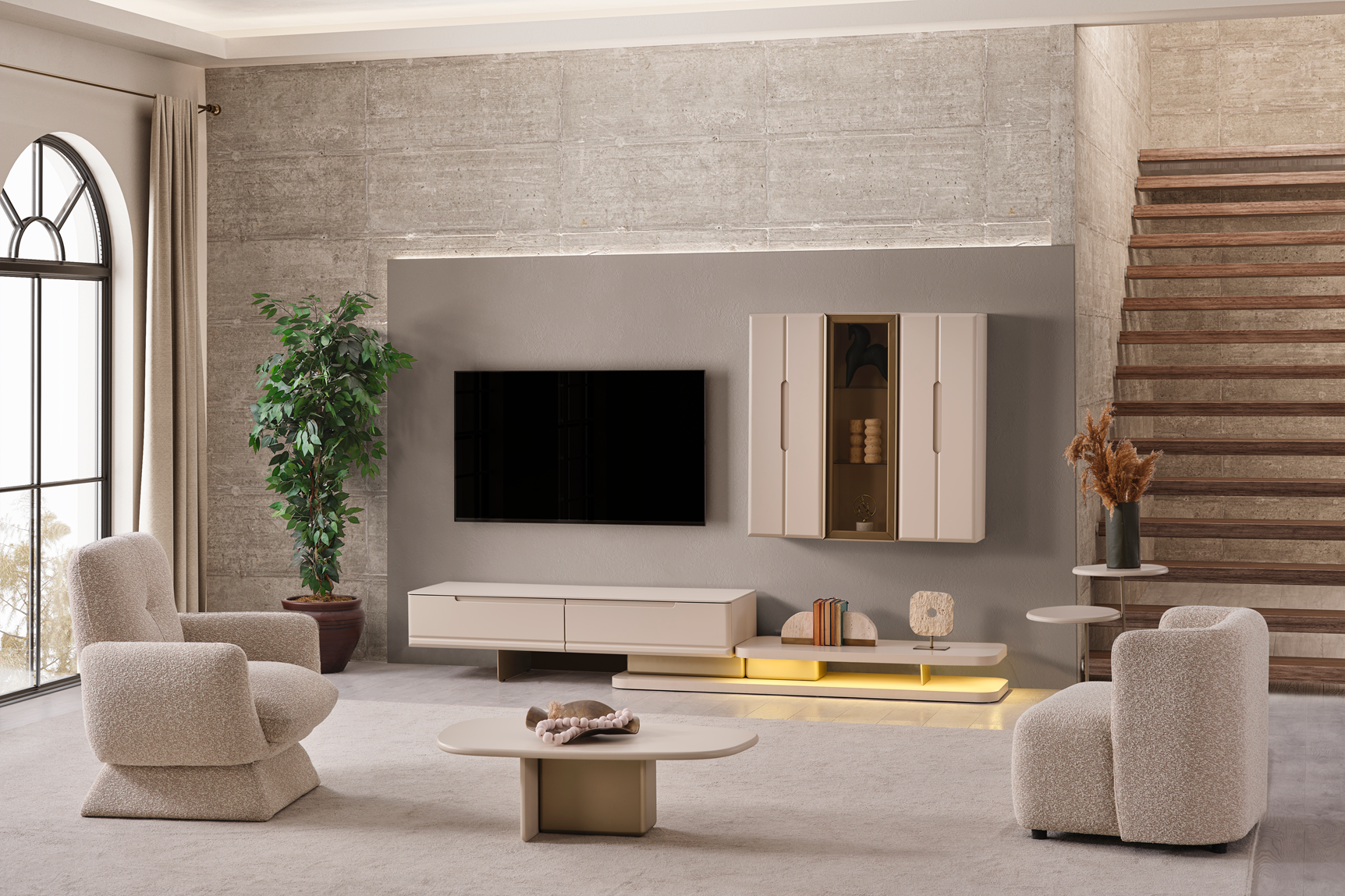 Contemporary Oslo TV unit by Netline Home Interior featuring sleek media storage and modern design.