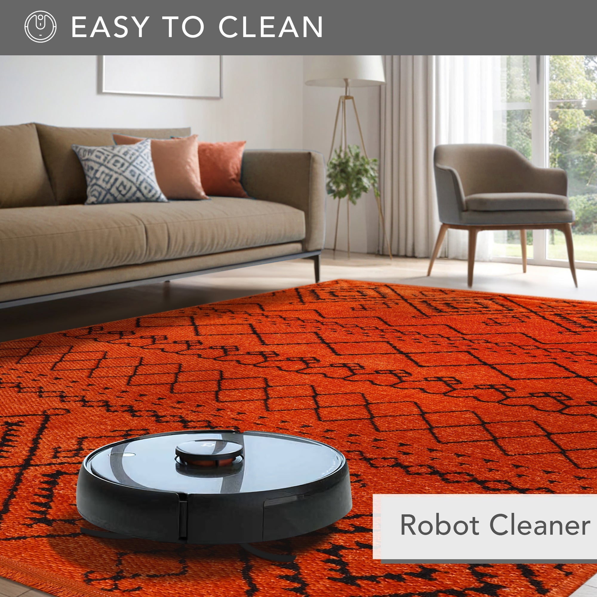 Netline Home Machine Washable Rug RW1801 – ORANGE Soft Chenille