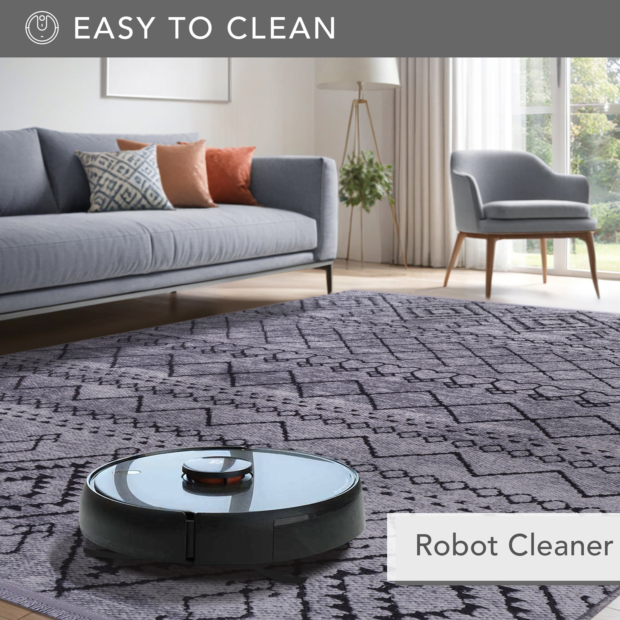 Netline Home Machine Washable Rug RW1801 – DARK GRAY Soft Chenille