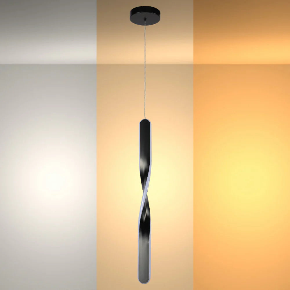 Sleek Twirl CCT adjustable LED pendant light by Netline Home Interior, featuring a modern, twisting design for contemporary statement lighting.