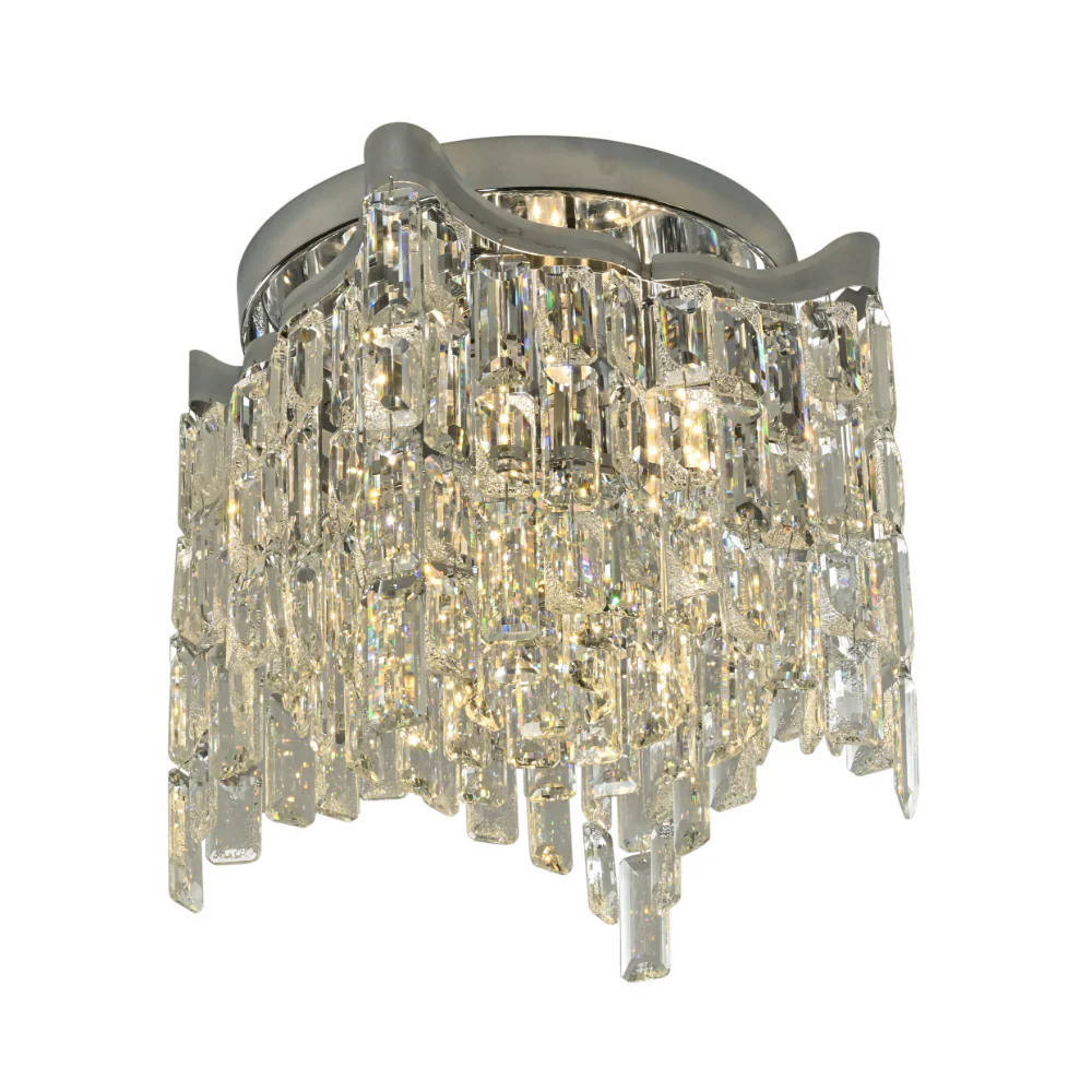 Netline Home Interior star crystal flush chandelier ceiling light with chrome finish, featuring star-shaped crystal accents for modern home lighting.