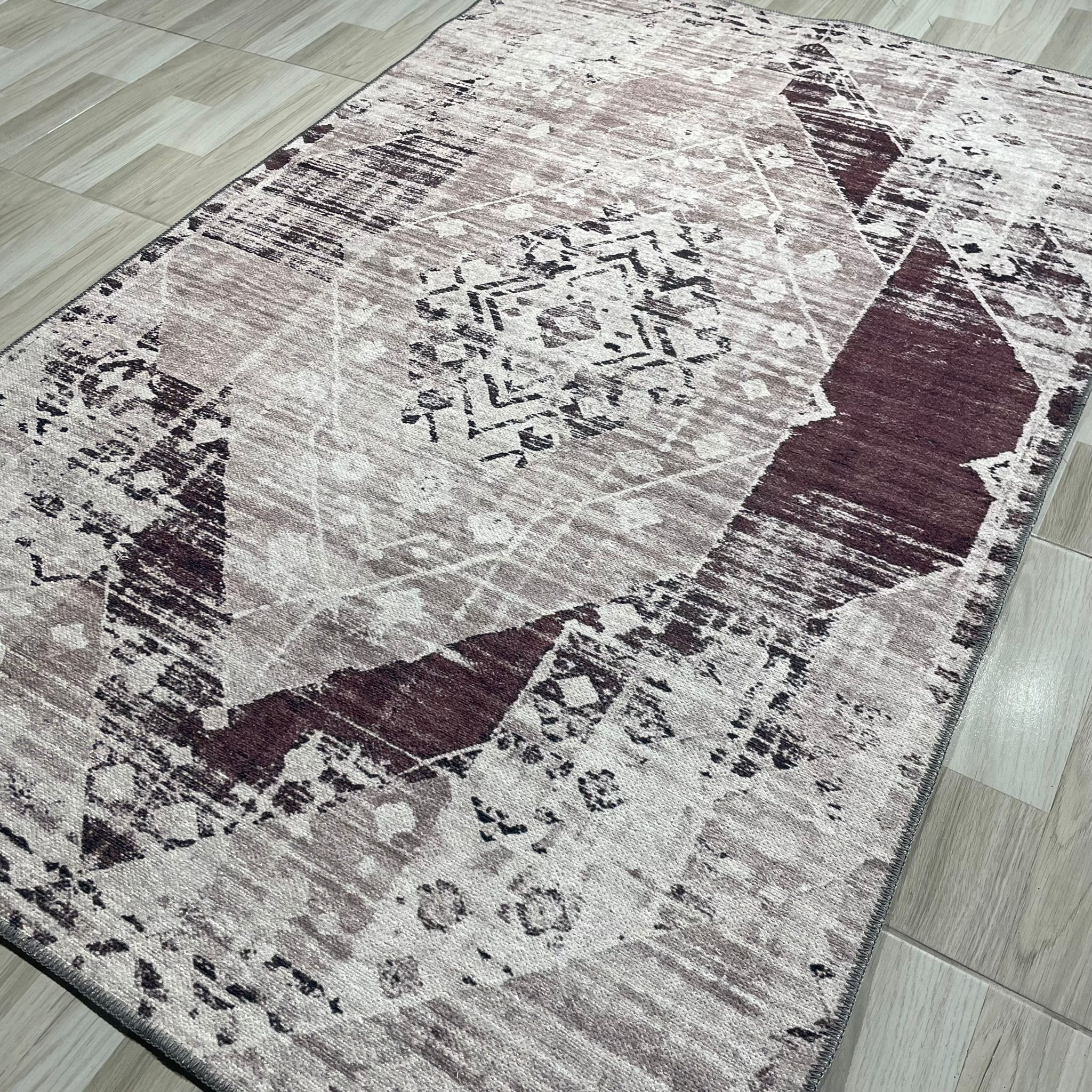 Netline Home Mink Brown Ethnic Classic Vintage Machine Washable Chenille Rug Design NH7010 - Gallery Image 5 - Netline Home