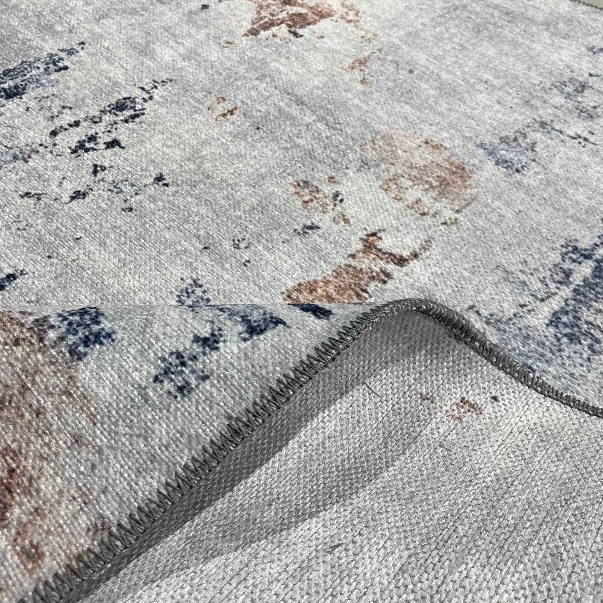Netline Home Blue Navy Mink Brown Modern Machine Washable Chenille Rug Design NH7014 - Gallery Image 4 - Netline Home