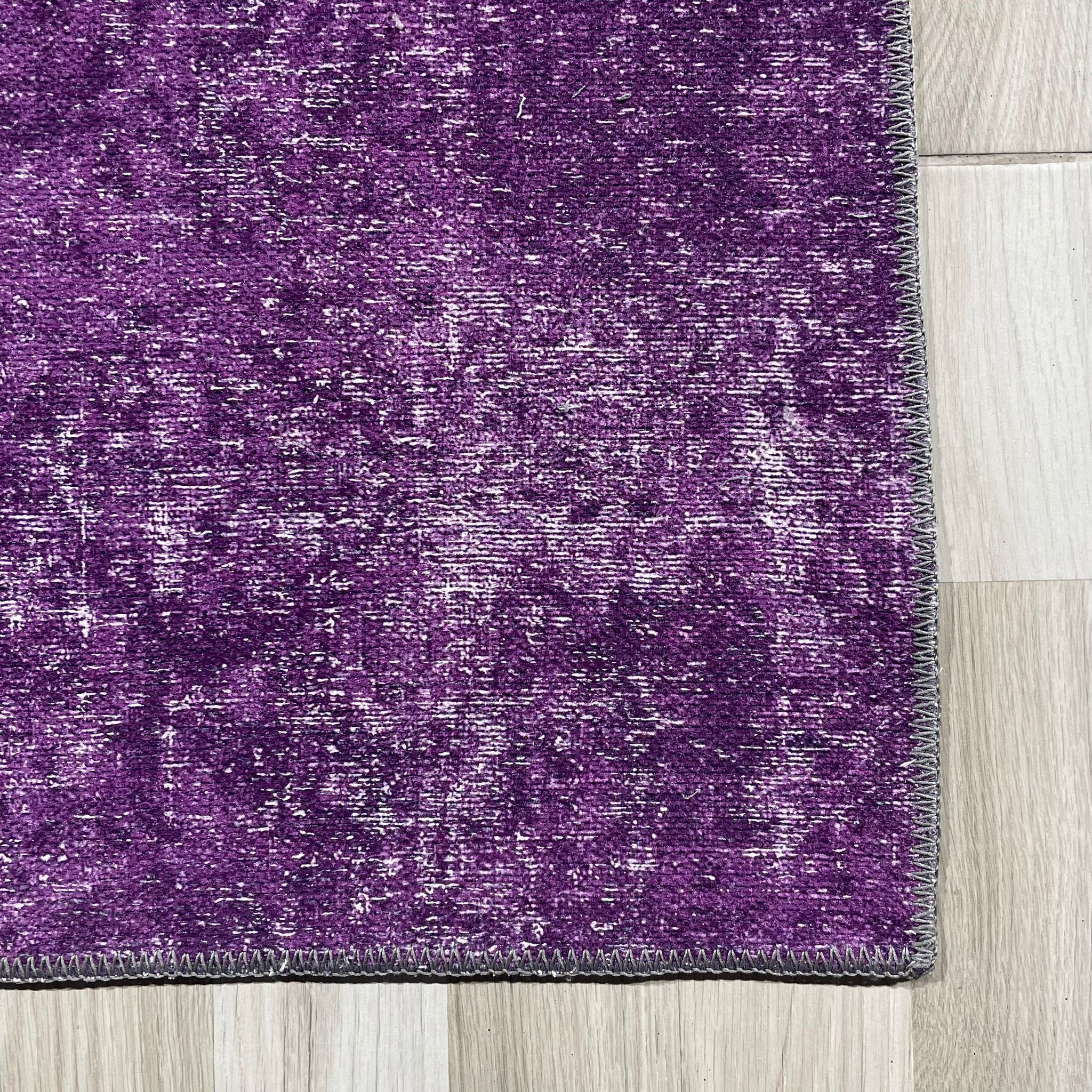 Netline Home Lilac Purple Ethnic Classic Vintage Machine Washable Chenille Rug Design NH7017 - Detailed Photoshoot - Netline Home