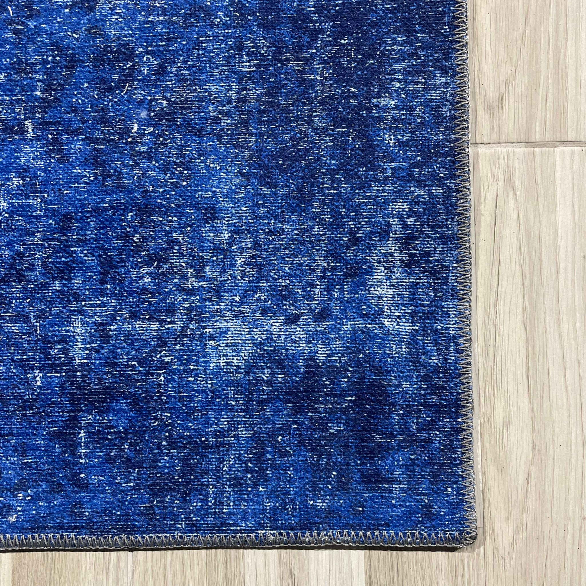 Netline Home Blue Navy Ethnic Classic Vintage Machine Washable Chenille Rug Design T24 - Detailed Photoshoot - Netline Home