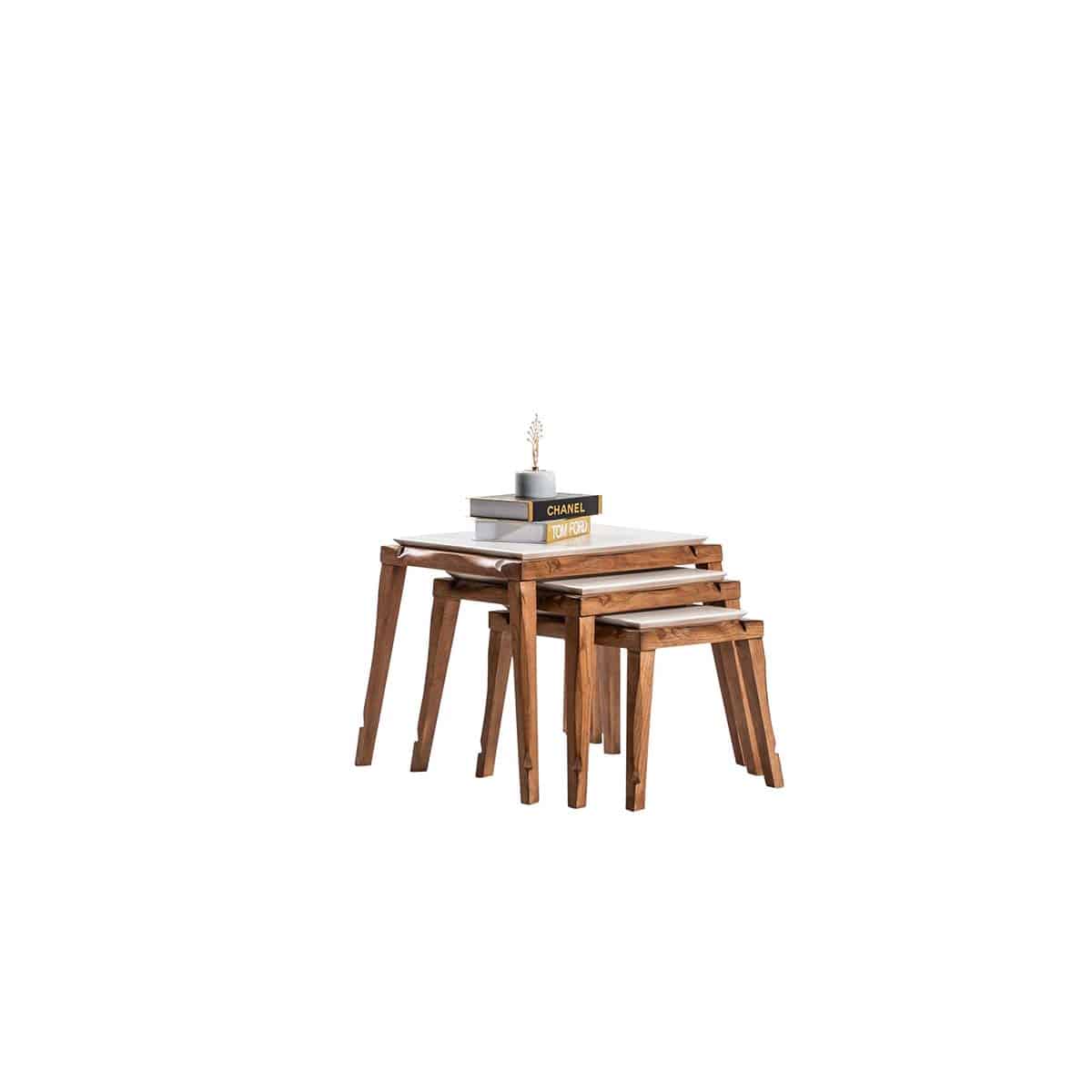 Netline Home Interior Tetra Nested Coffee Table set with geometric zigon design, perfect as stylish living room accents.